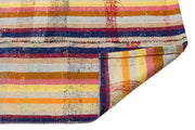 Girit Beige Striped Wool Handmade Area Rug 3'8" x 12'0"