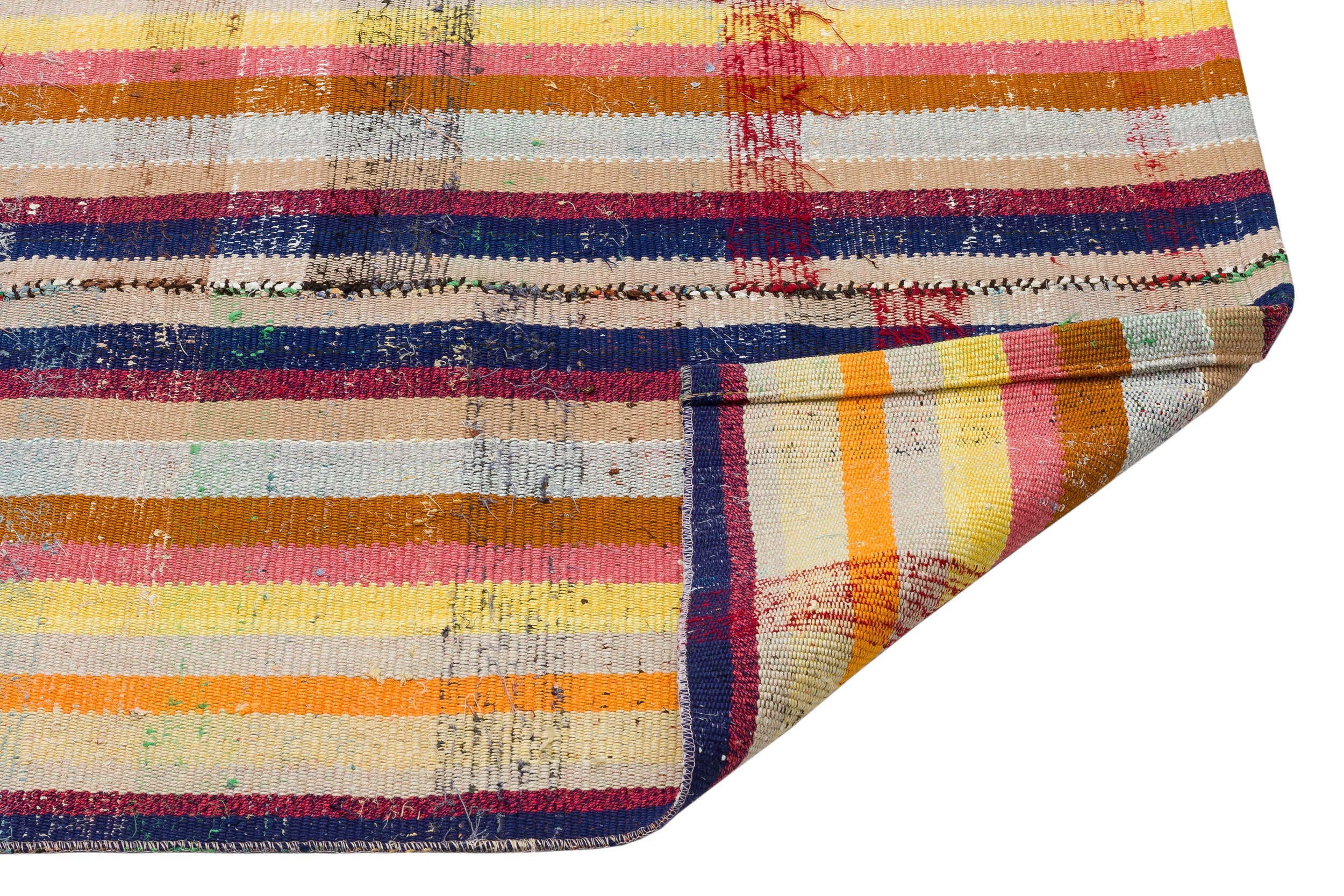 Girit Beige Striped Wool Handmade Area Rug 3'8" x 12'0"