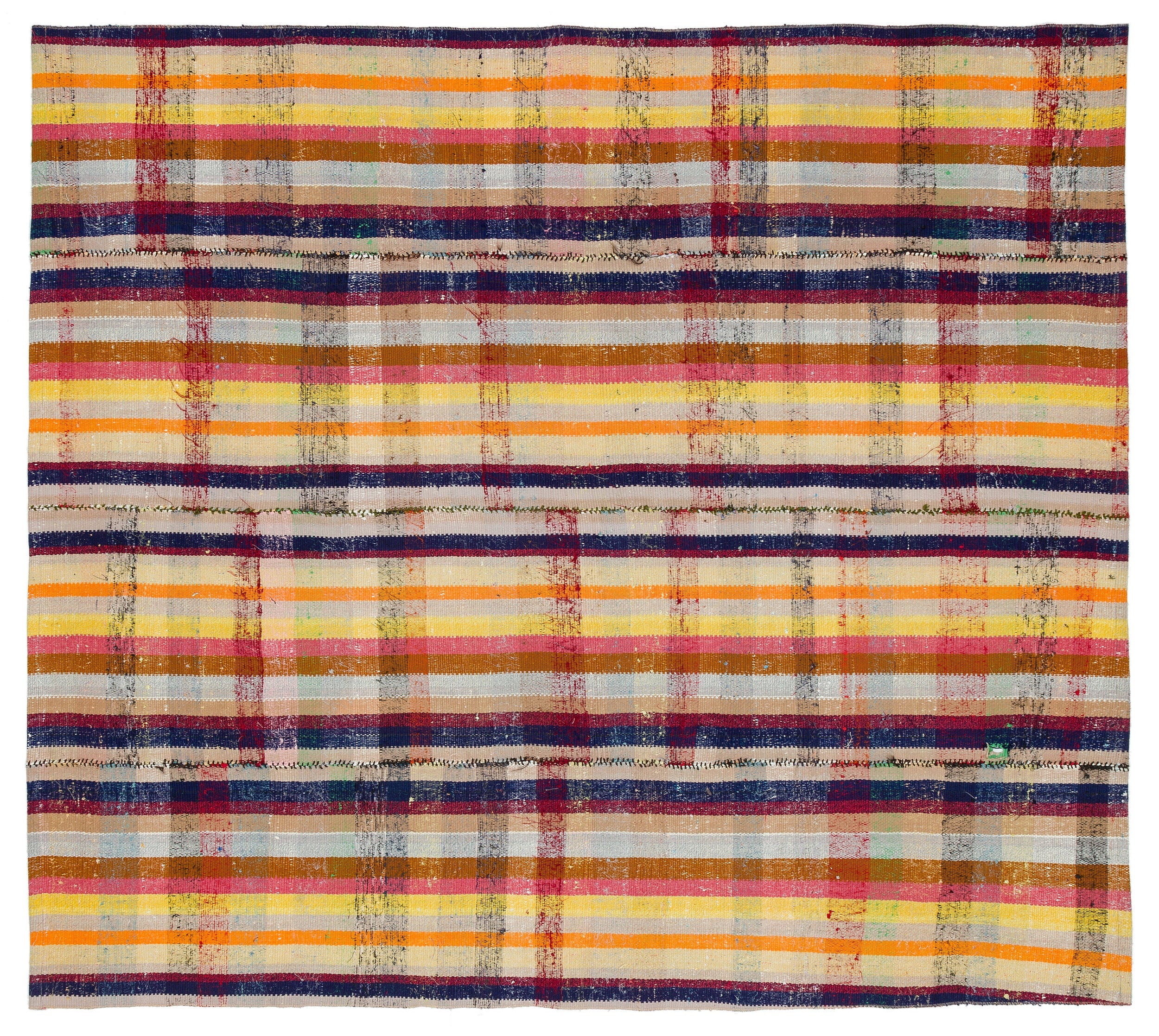 Girit Beige Striped Wool Handmade Area Rug 3'8" x 12'0"
