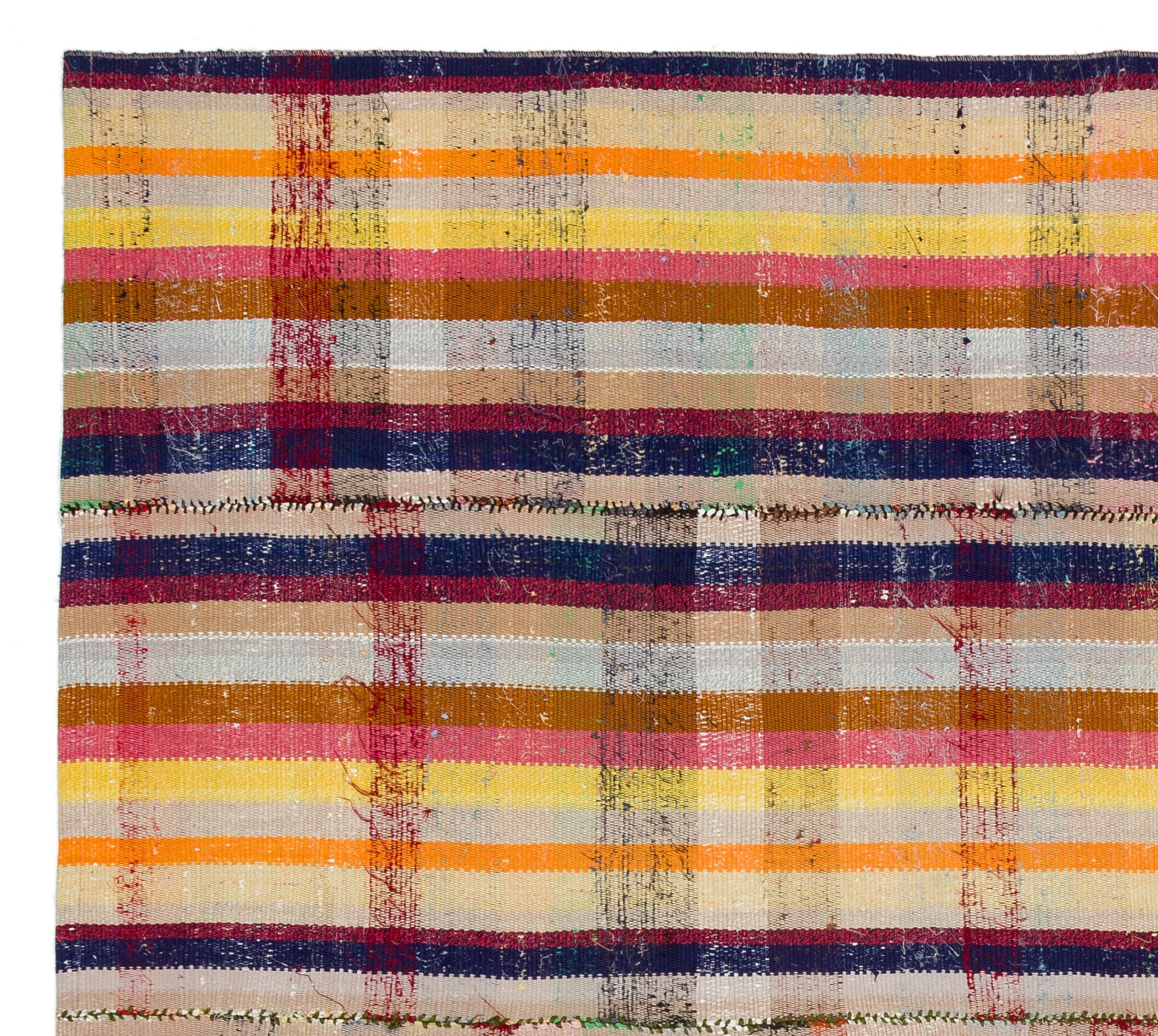 Girit Beige Striped Wool Handmade Area Rug 3'8" x 12'0"
