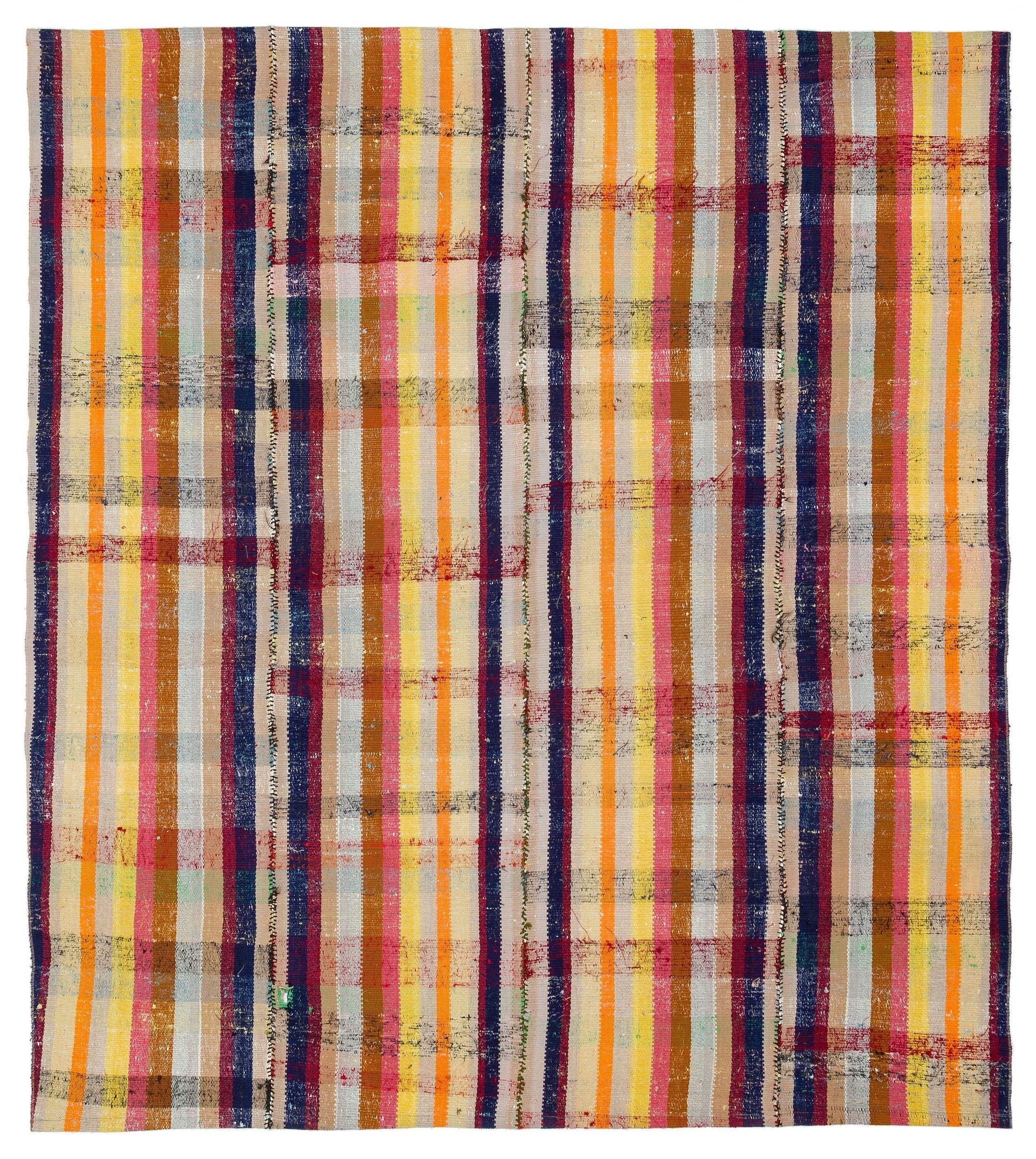 Girit Beige Striped Wool Handmade Area Rug 3'8" x 12'0"