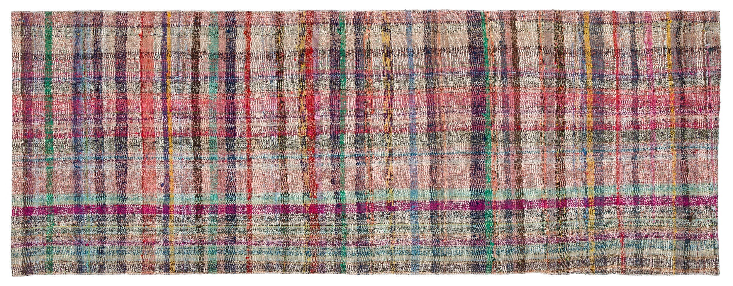 Girit Beige Striped Wool Handmade Area Rug 3'3" x 8'11"