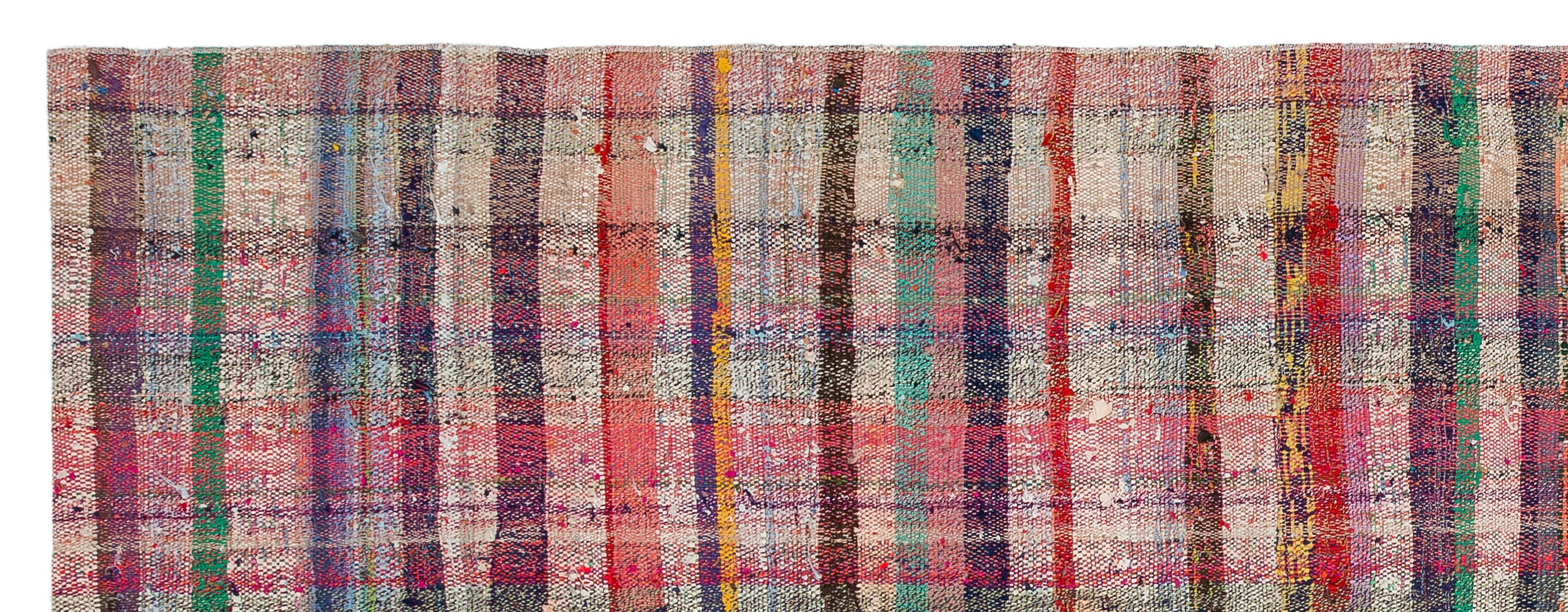 Girit Beige Striped Wool Handmade Area Rug 3'3" x 8'11"