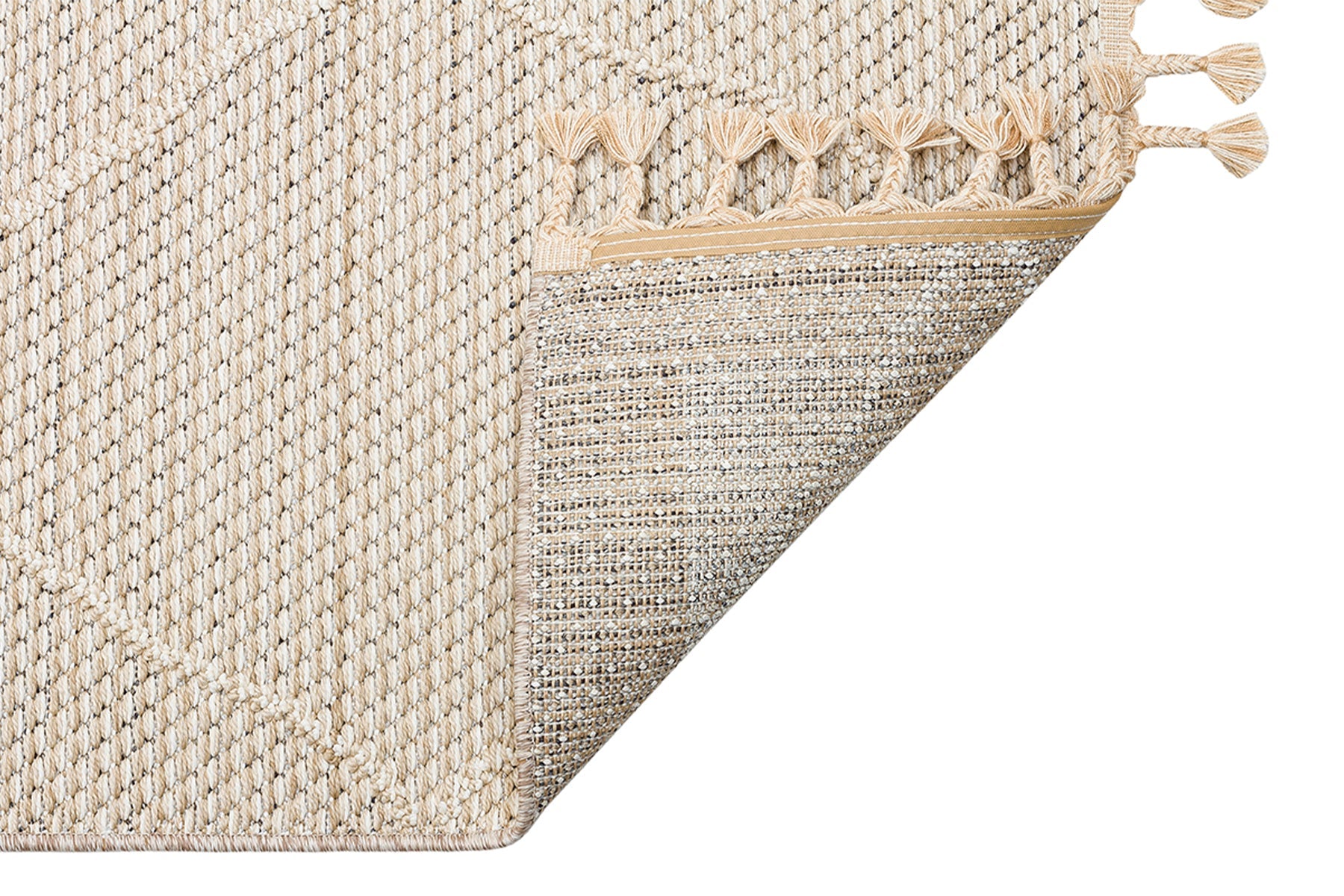 Beige Jute Area Rug - Machine Made Rug | Geometric Modern Natural Fiber Carpet