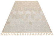 Geometric Jute Area Rug – Machine Made Rug | Beige Area Carpet, Soft Texture