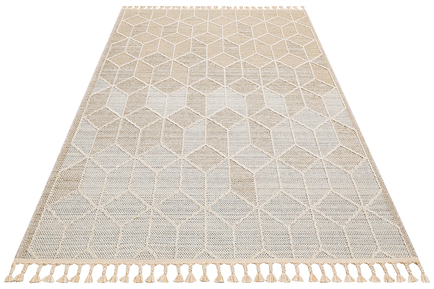 Geometric Jute Area Rug – Machine Made Rug | Beige Area Carpet, Soft Texture