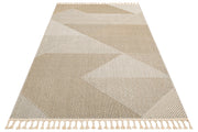 Jute Area Rug – Beige Geometric Machine Made Rug With Soft Texture