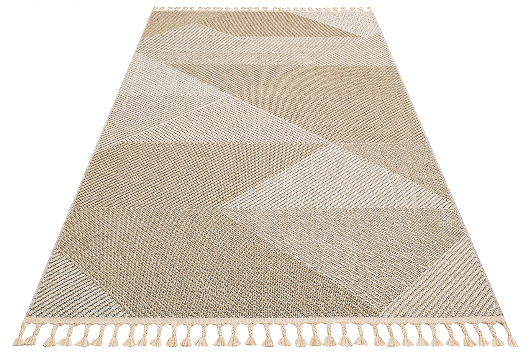 Jute Area Rug – Beige Geometric Machine Made Rug | Dust Free, Easy to Clean