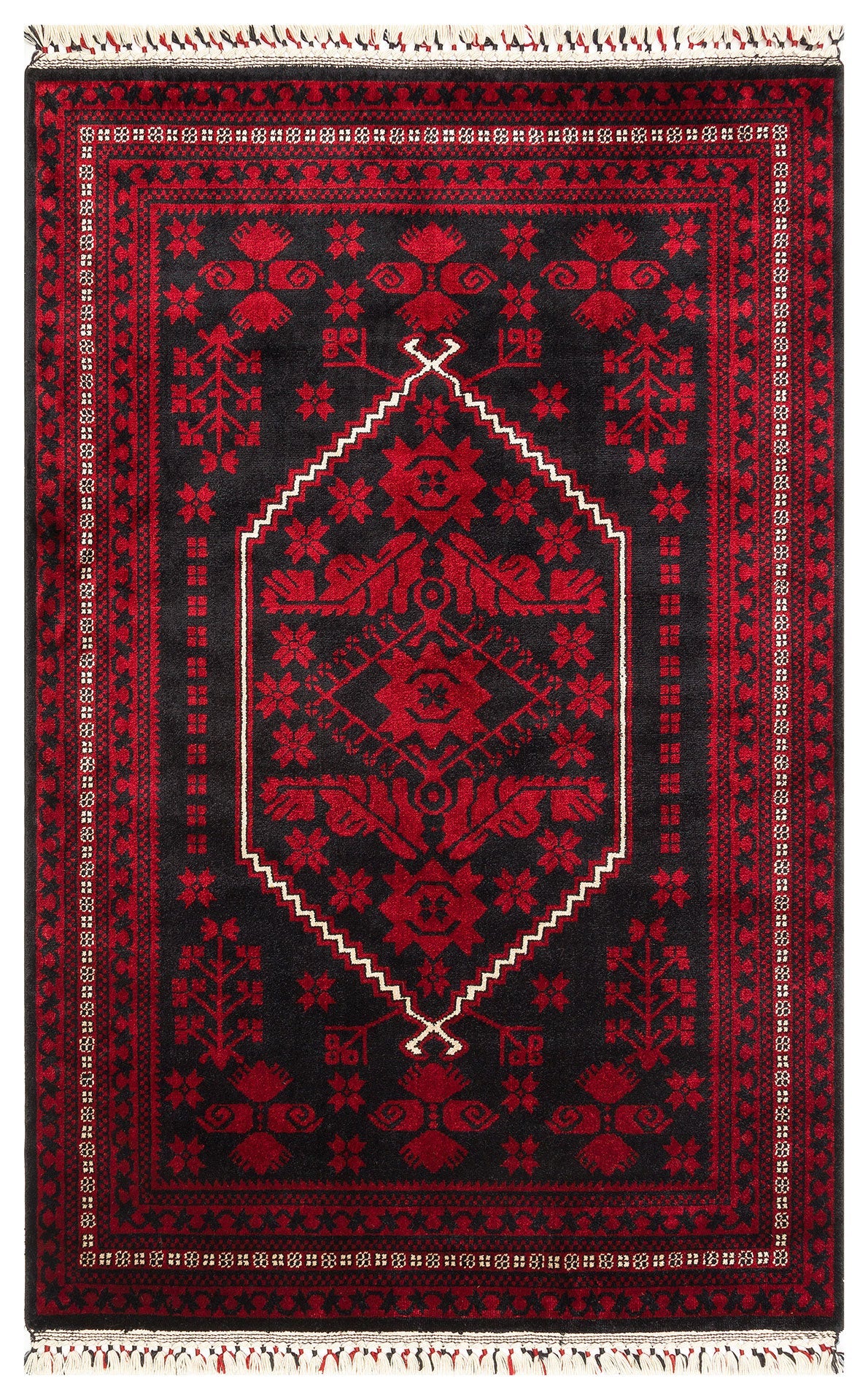 Afghan Viscose Rug - Handmade Woven Carpet | Red Classic Rug by Eko