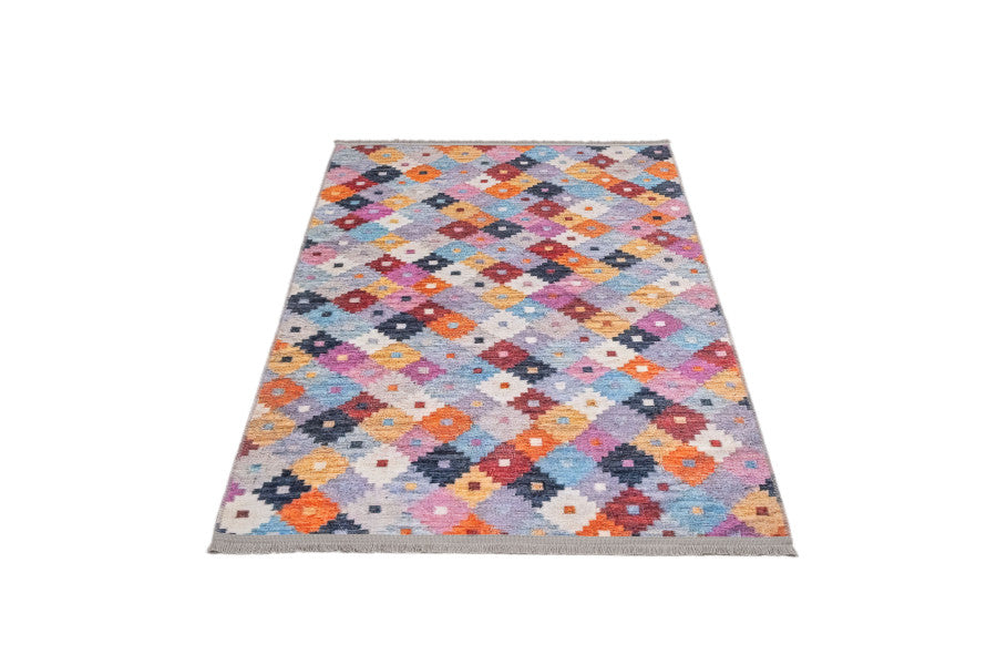 Pink Floral Area Rug - Cotton Chenille Digital Print Carpet for Living Room