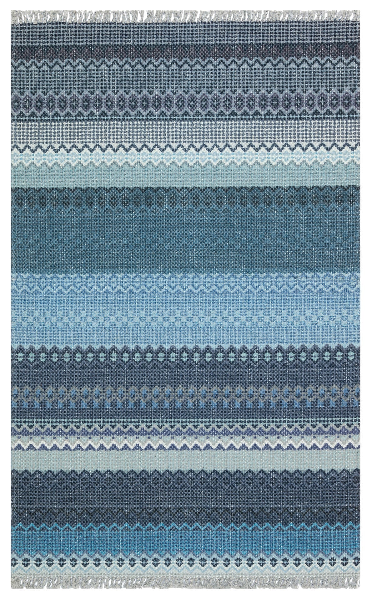 Grey Striped Area Rug - Washable Non Slip Cotton Area Rug with Fringed Edges