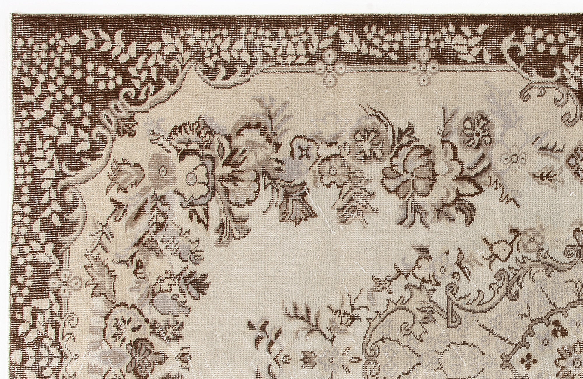 Atina Beige Vintage Wool Handmade Area Rug 5'6" x 8'11"
