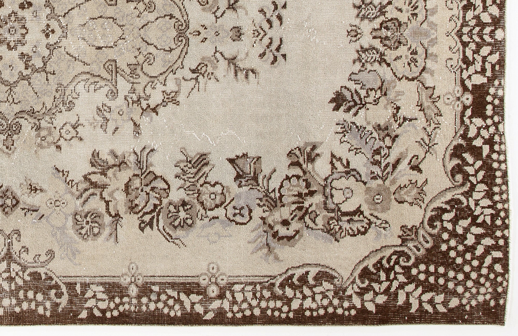 Atina Beige Vintage Wool Handmade Area Rug 5'6" x 8'11"