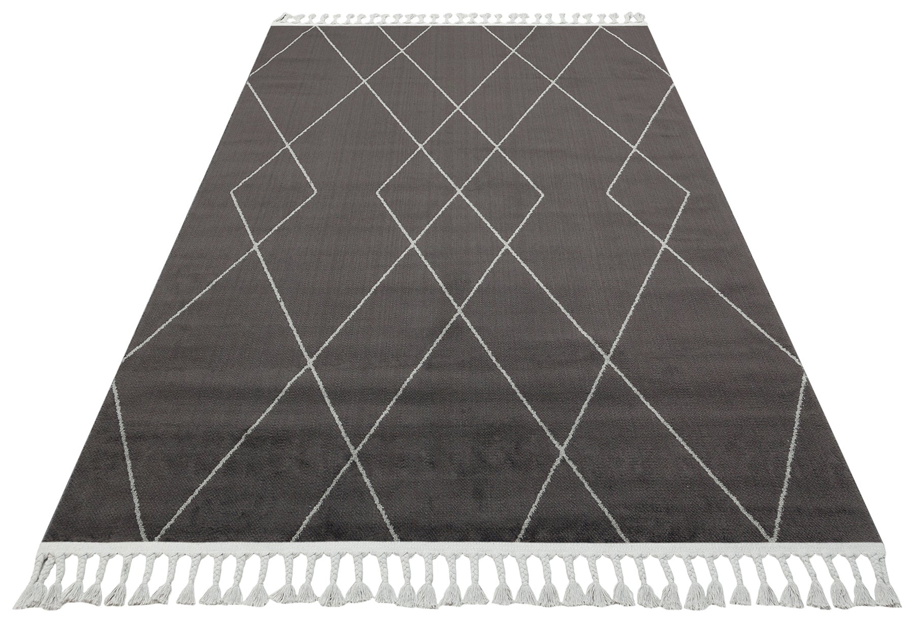 Black Geometric Area Rug - Modern Machine Made Carpet | Soft Textured, Easy Clean