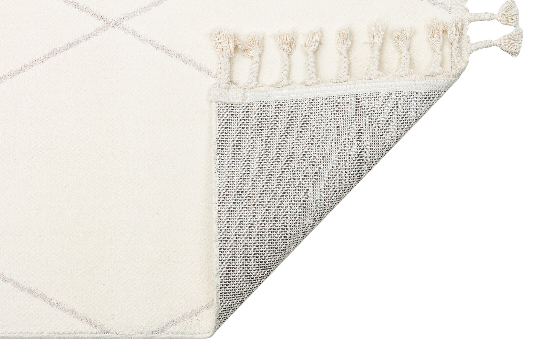 White Geometric Area Rug – Modern Machine Made Carpet with Ethnic Pattern