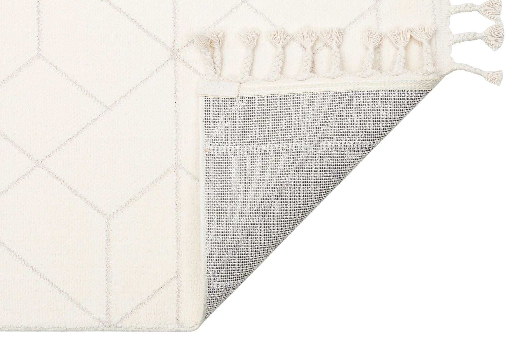 White Geometric Rug – Modern Area Rug With Ethnic Pattern, Soft Textured Carpet