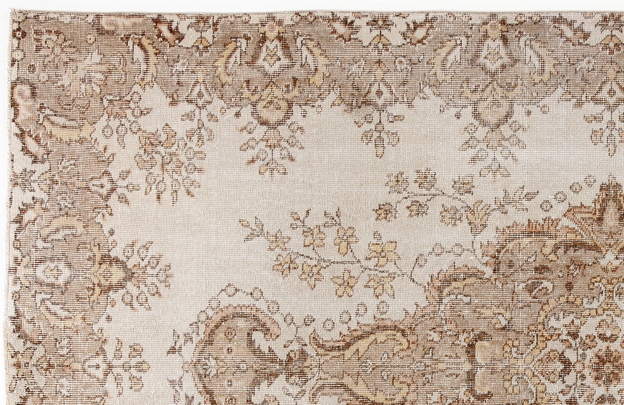 Atina Beige Vintage Wool Handmade Area Rug 5'3" x 9'1"