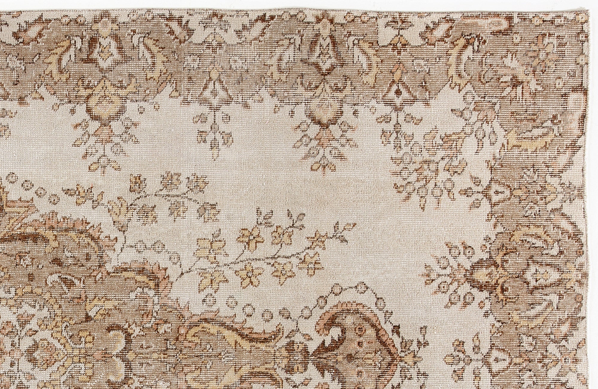 Atina Beige Vintage Wool Handmade Area Rug 5'3" x 9'1"