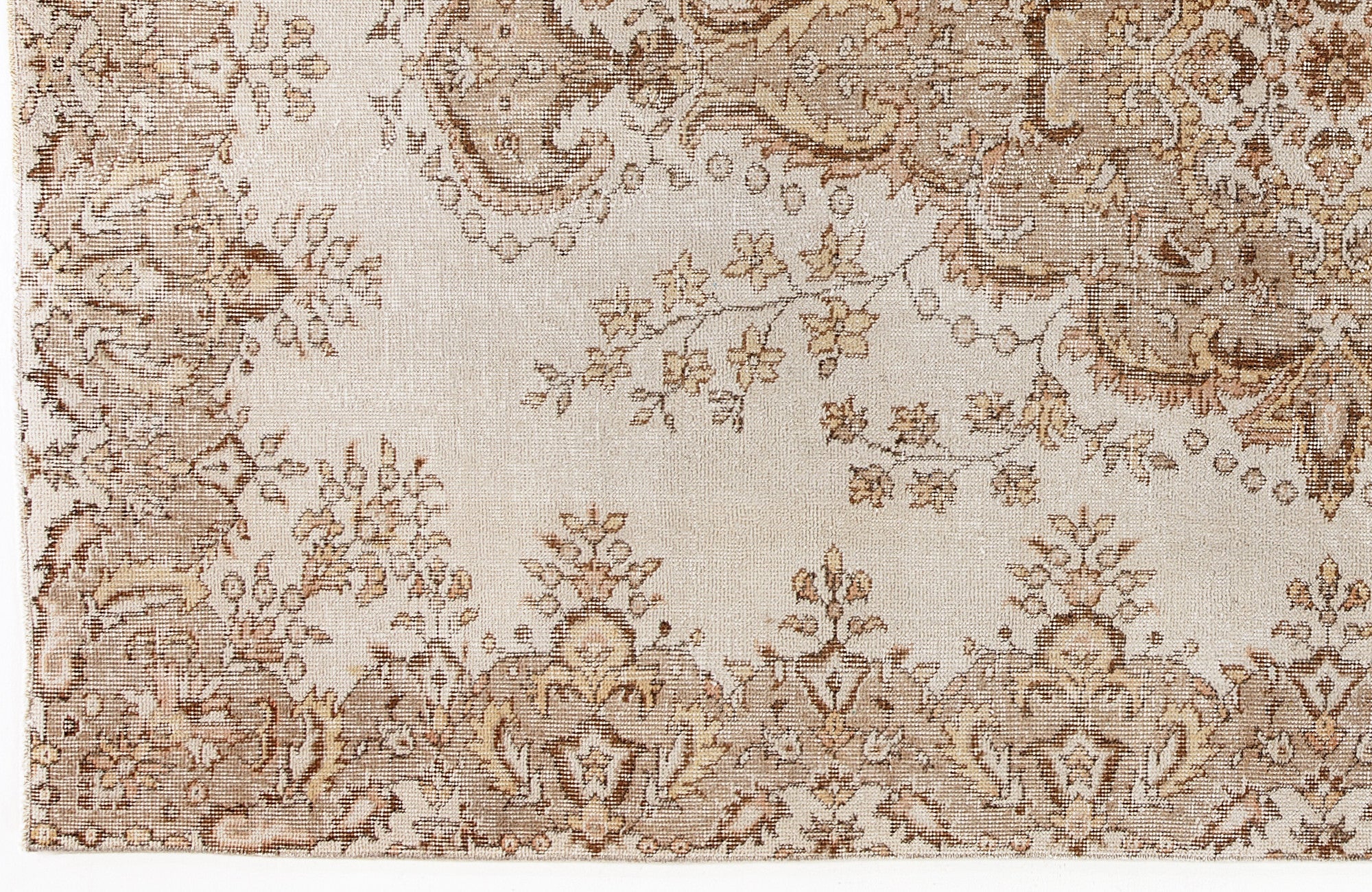 Atina Beige Vintage Wool Handmade Area Rug 5'3" x 9'1"