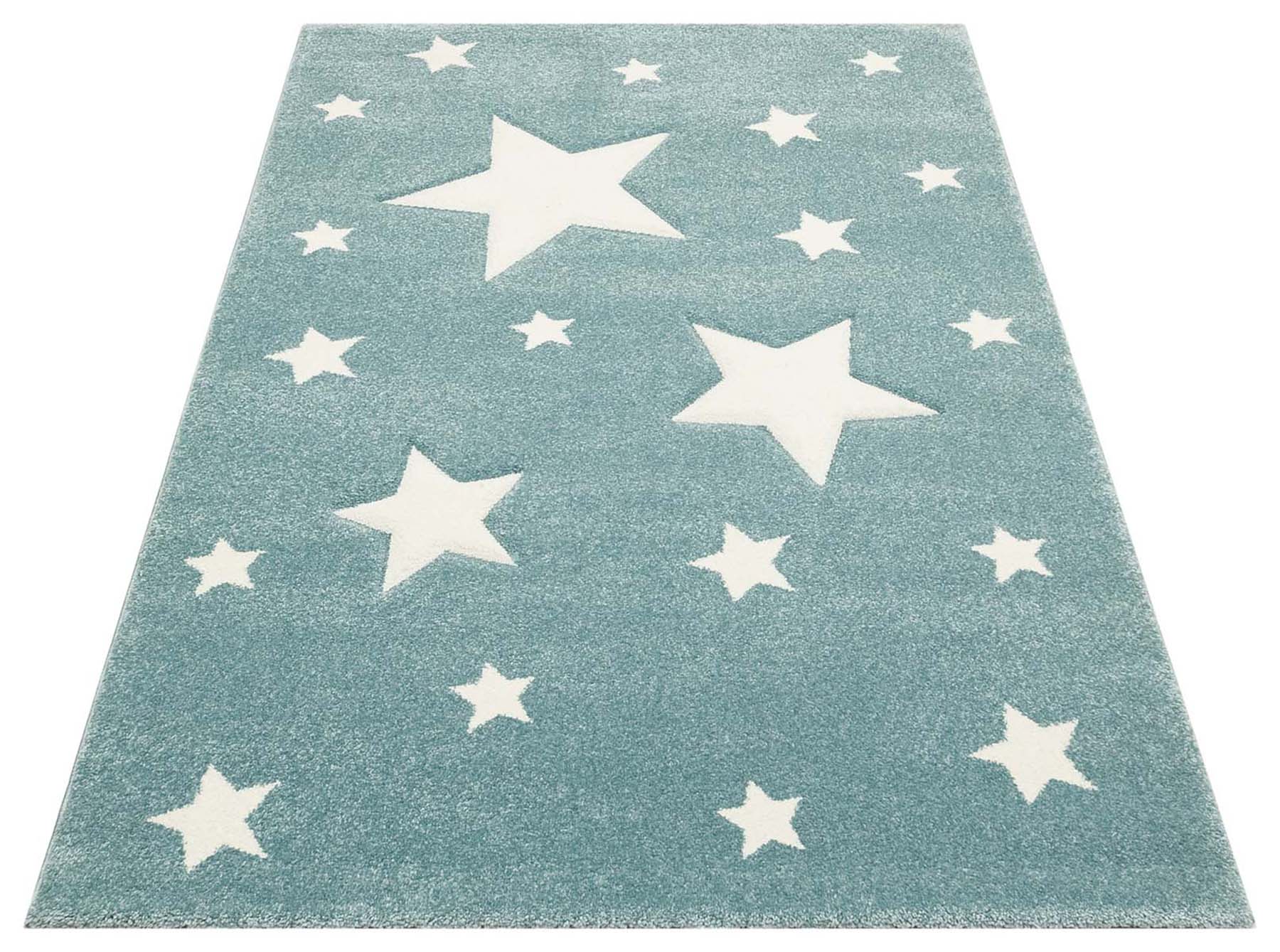 Kids Blue Star Rug – Soft Texture, Non Slip, Washable Children's Playroom Carpet