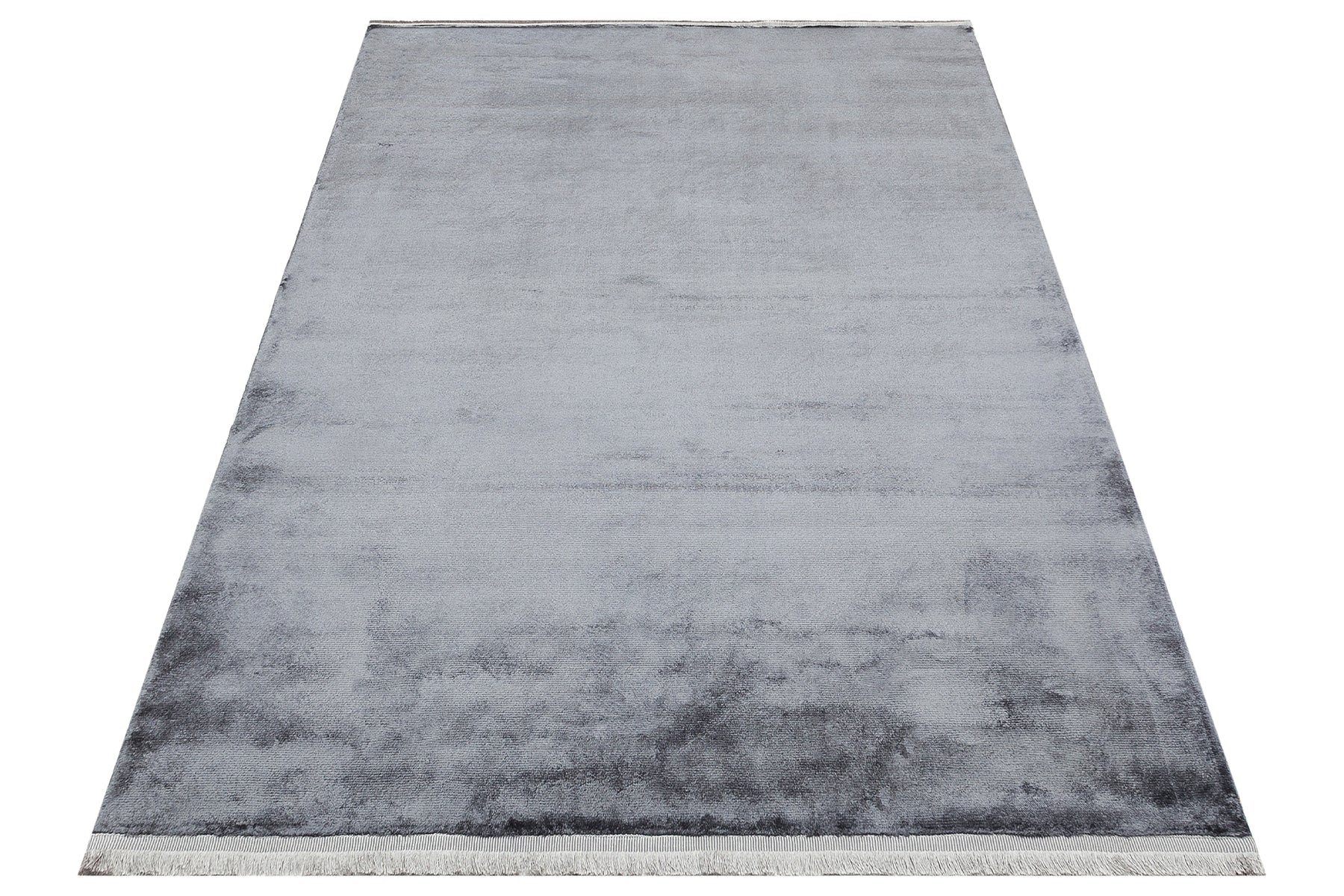 Modern Viscose Ushak Rug – Handmade Flat Woven Rugs | Anthracite Area Carpet