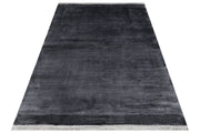 Modern Viscose Ushak Rug – Handmade Flat Woven Rugs | Anthracite Area Carpet