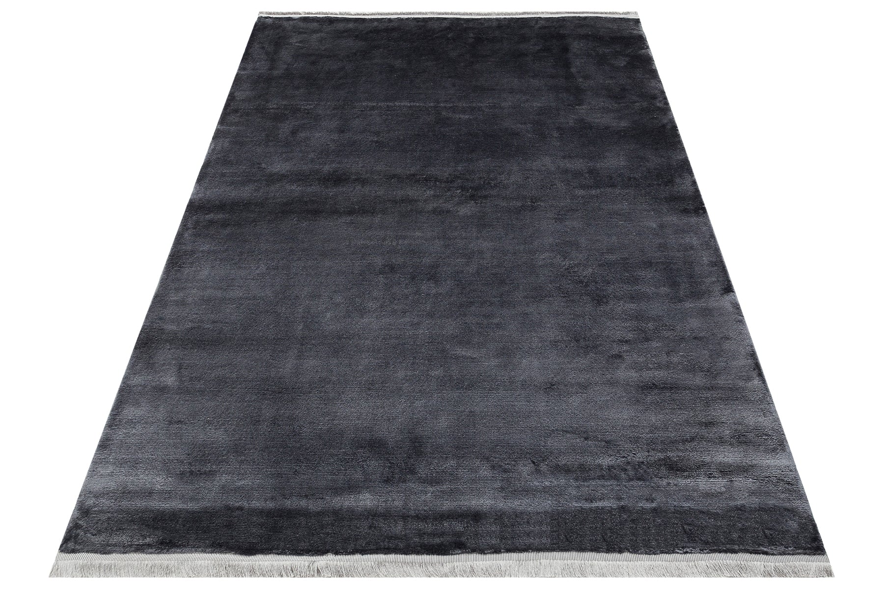 Modern Viscose Ushak Rug – Handmade Flat Woven Rugs | Anthracite Area Carpet