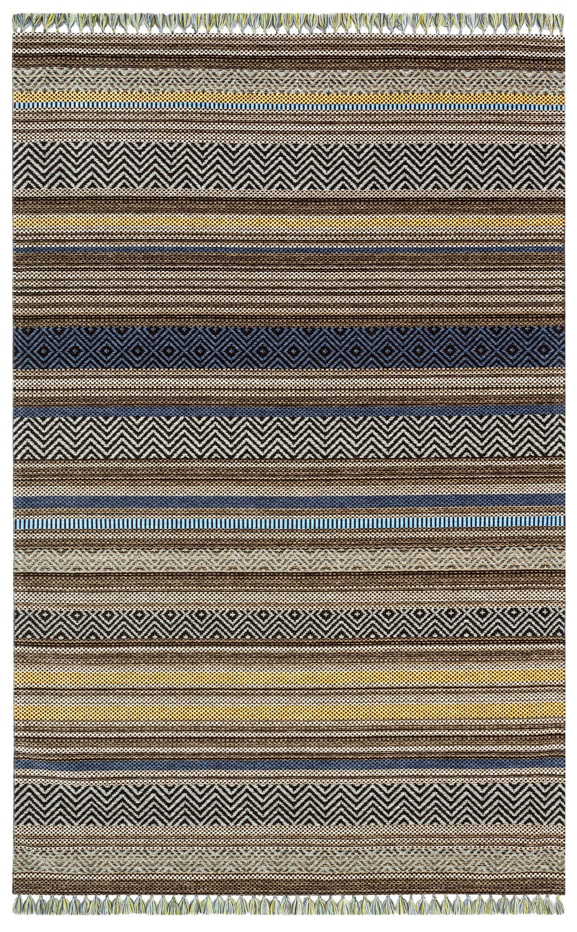 Blue Striped Kilim - Modern Woven Rug | Washable Non Slip Soft Textured Carpet