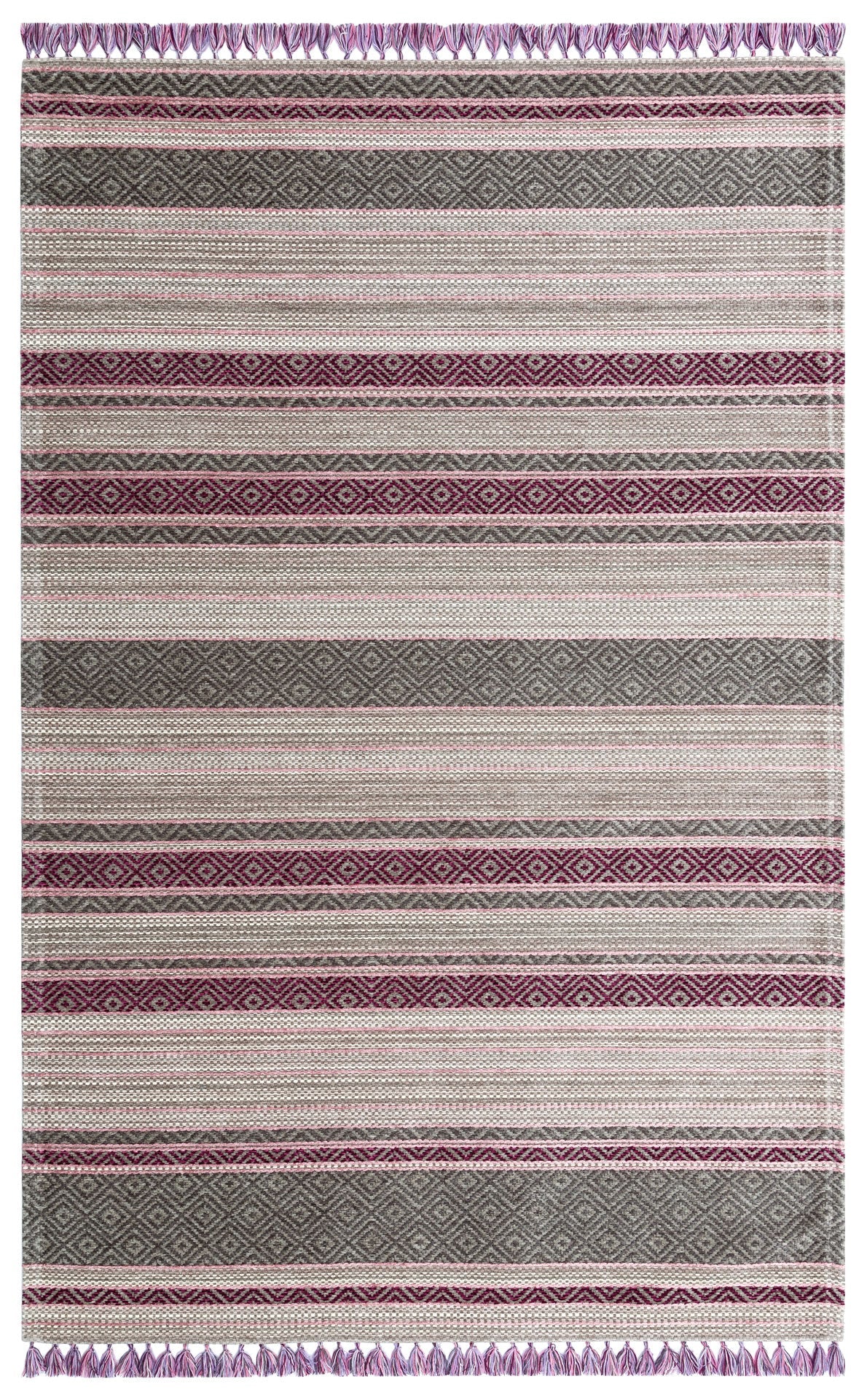 Purple Striped Kilim - Modern Woven Rug | Washable Non Slip Flatweave Carpet