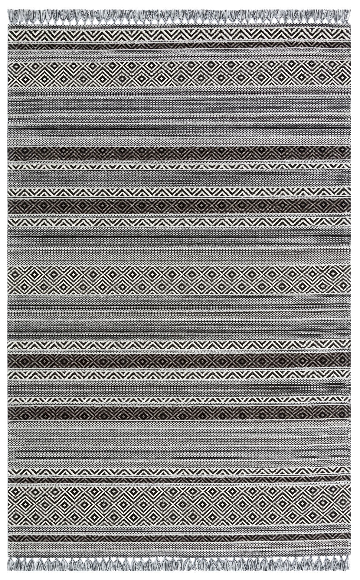 Washable Modern Kilim - White Striped Rug | Non Slip Flatweave Area Rug
