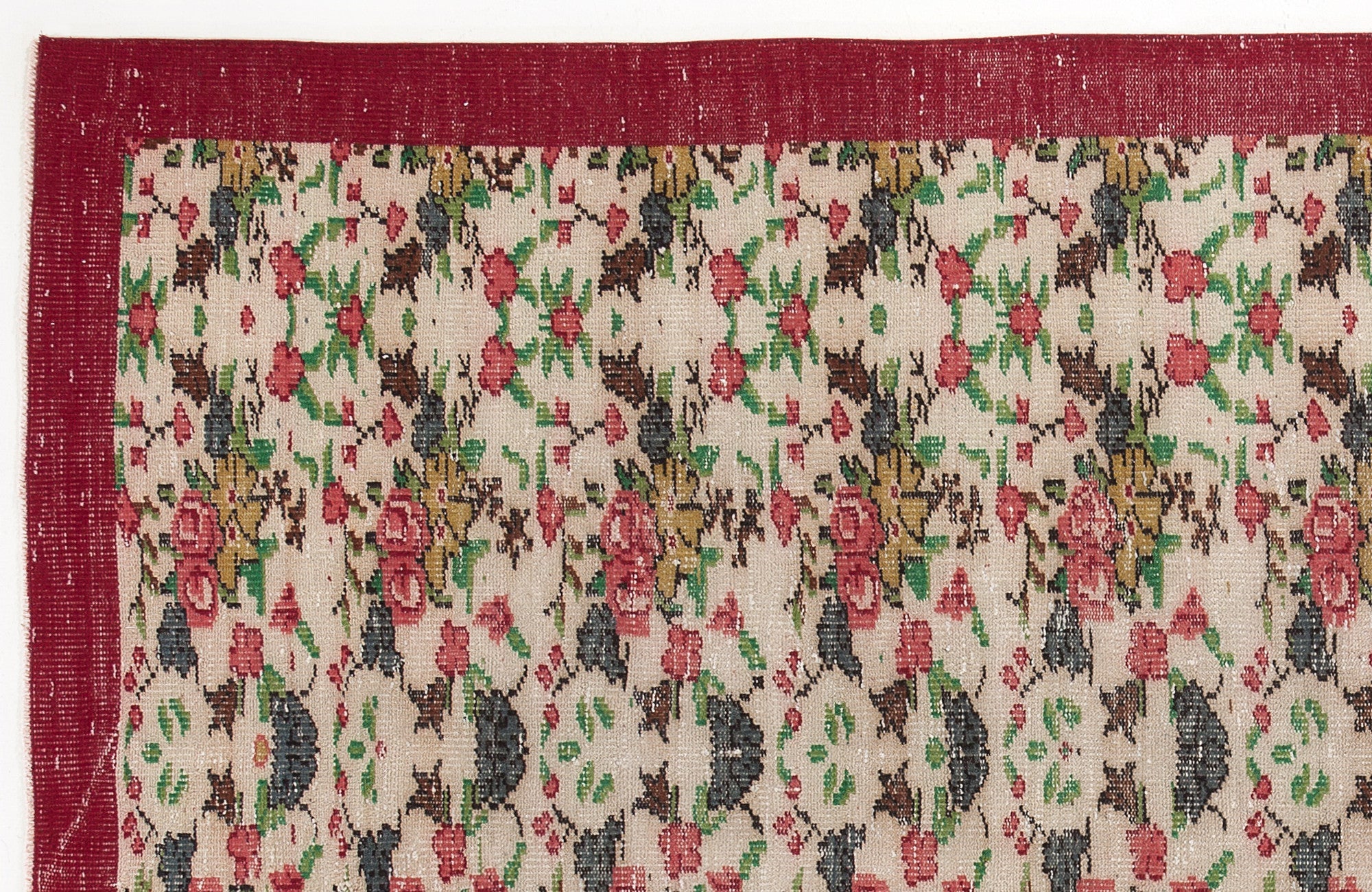 Atina Red Vintage Wool Handmade Area Rug 5'3" x 8'8"