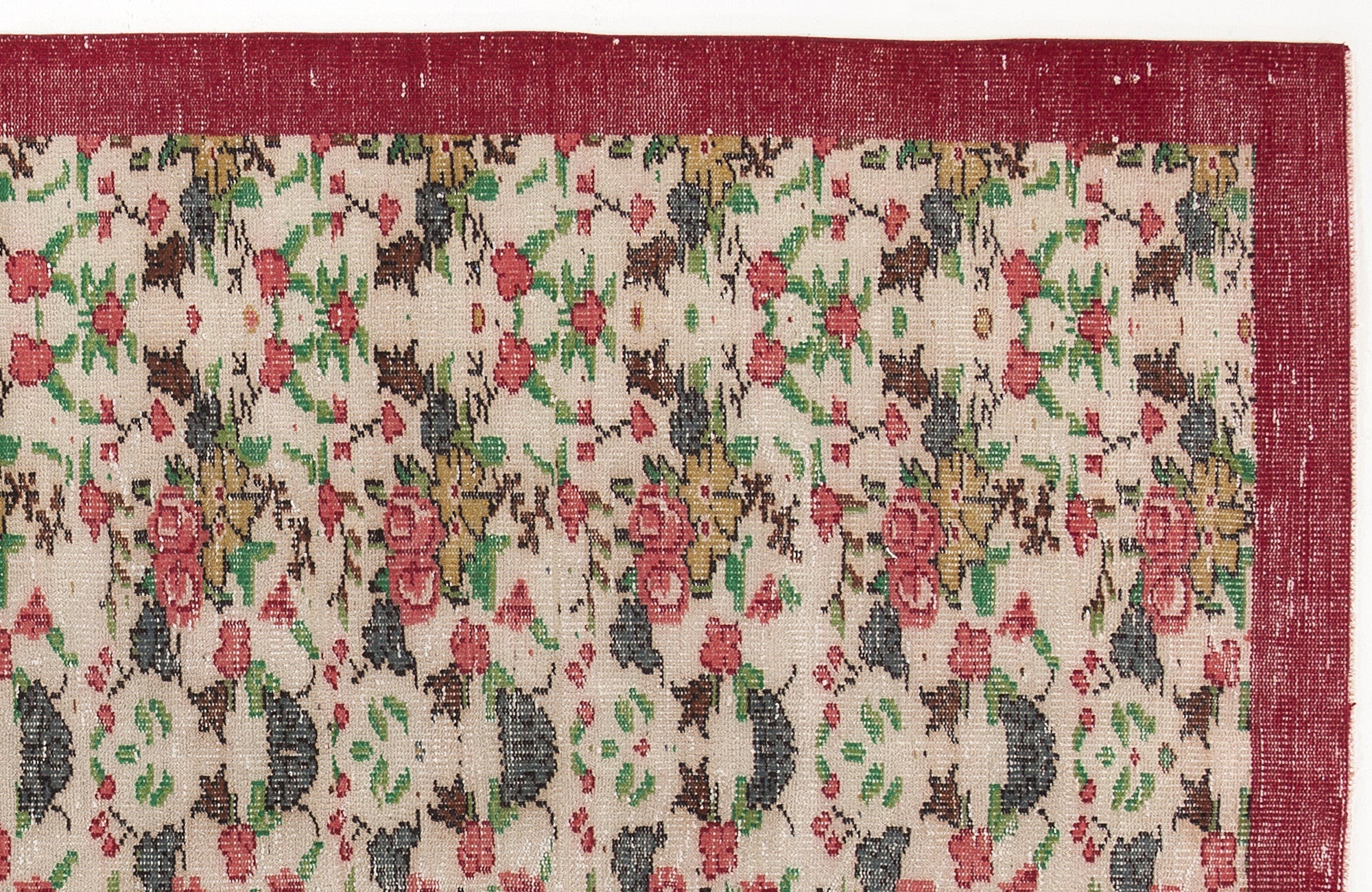 Atina Red Vintage Wool Handmade Area Rug 5'3" x 8'8"