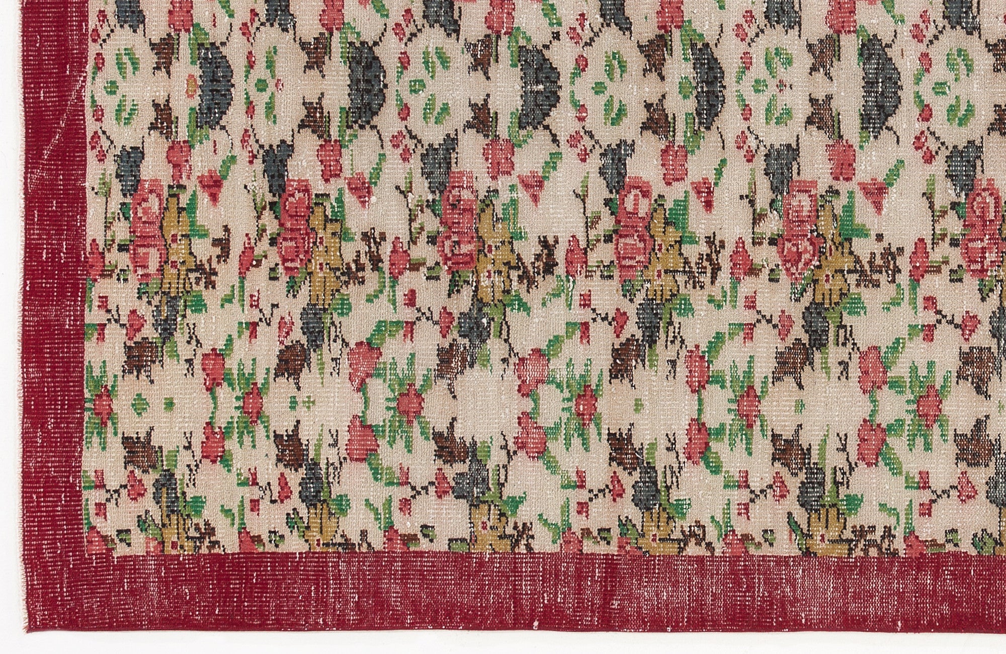 Atina Red Vintage Wool Handmade Area Rug 5'3" x 8'8"