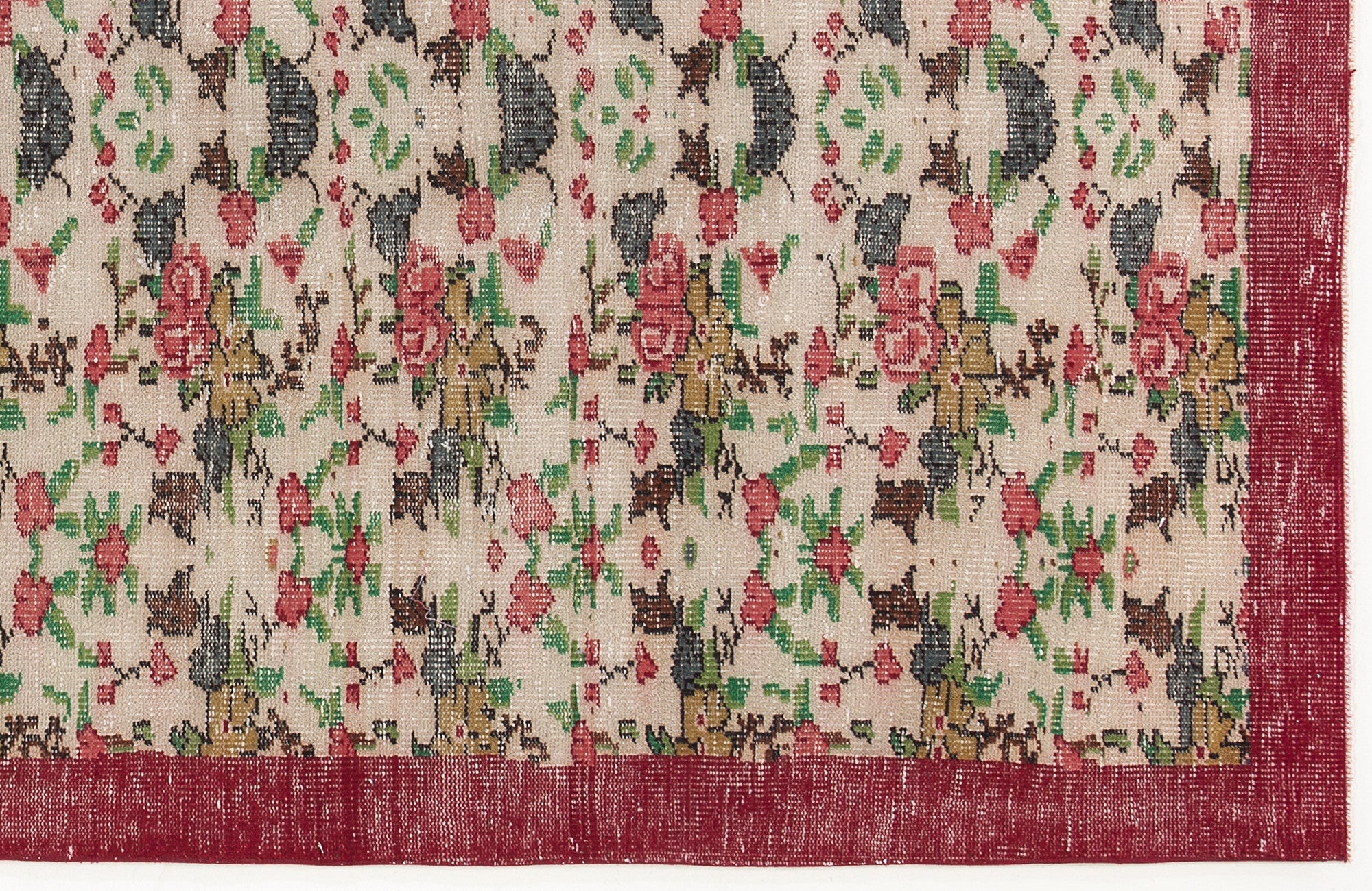 Atina Red Vintage Wool Handmade Area Rug 5'3" x 8'8"