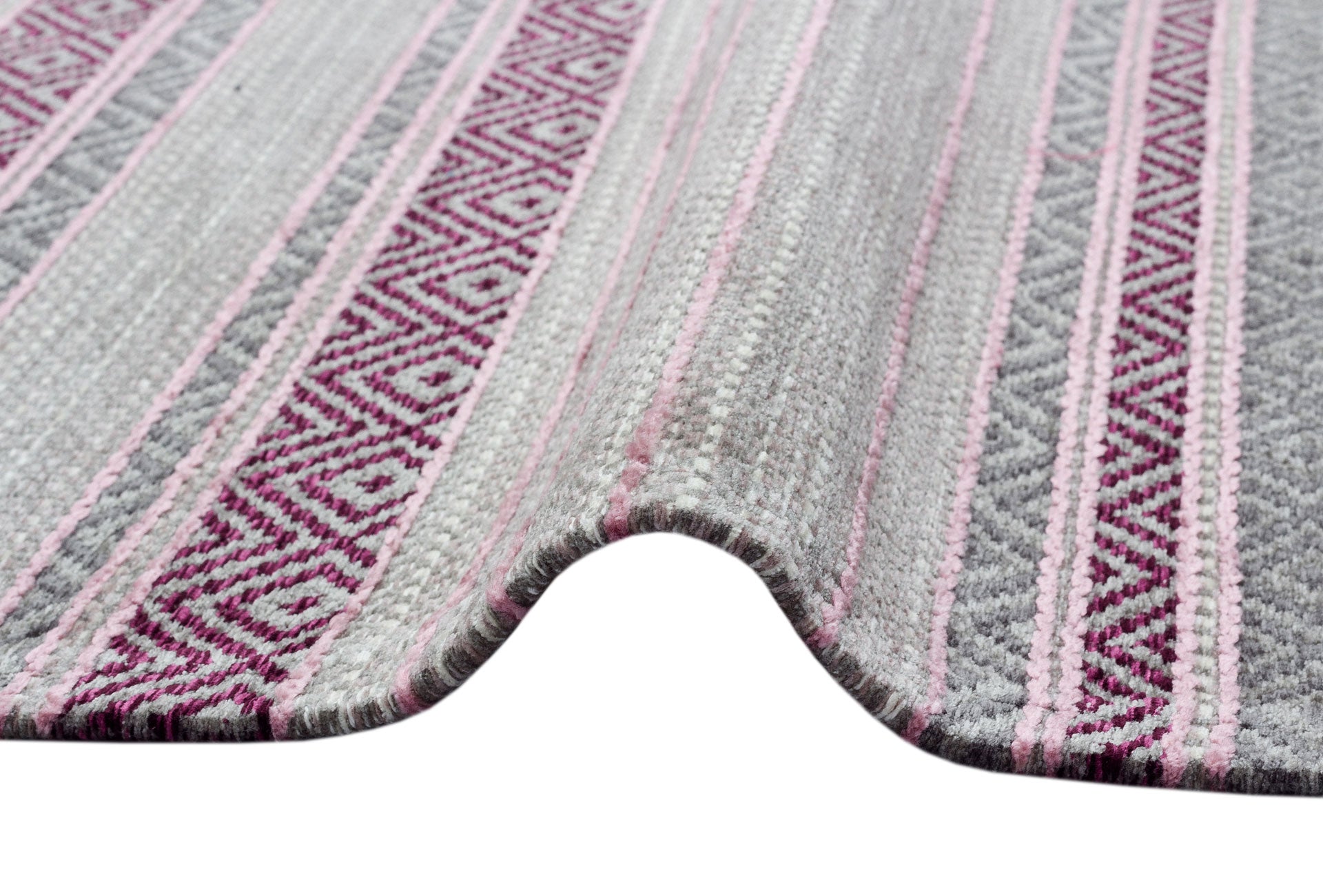 Purple Striped Kilim - Modern Woven Rug | Washable Non Slip Flatweave Carpet