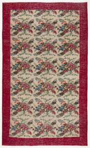 Atina Beige Vintage Wool Handmade Area Rug 6'6" x 8'10"