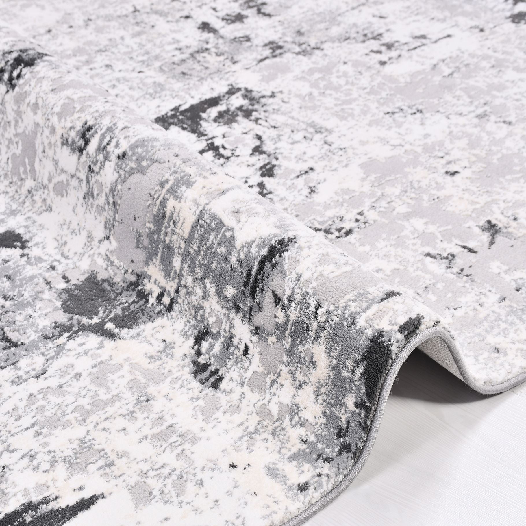 Modern Area Rug – Grey Machine Made Rug with Flatweave Design & Anti Slip Carpet
