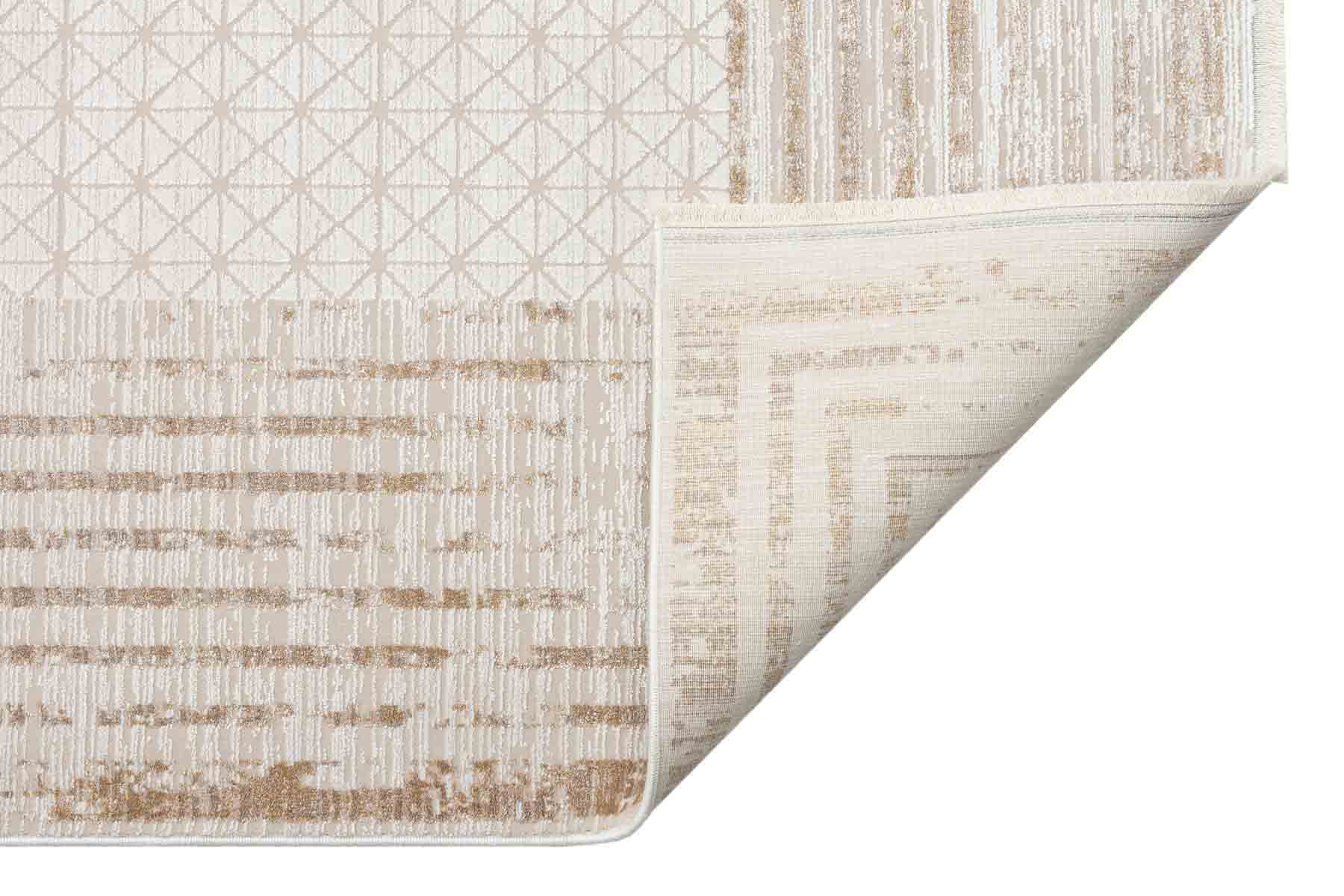 Cream Area Rug | Durable Machine Made Rug with Non Shedding Carpet & Framed Pattern