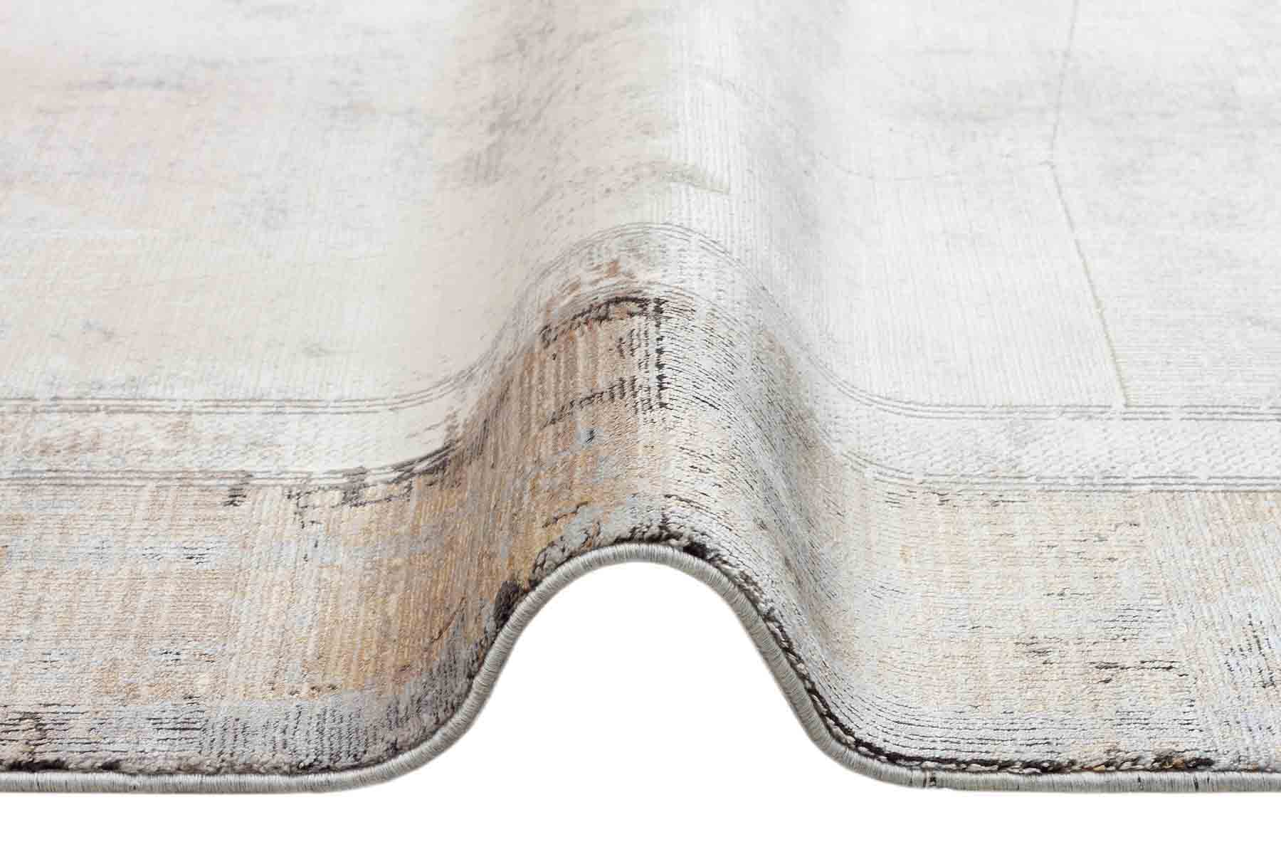 Modern Viscose Area Rug – Machine Made Carpet | Cream Colored Flatweave Rug