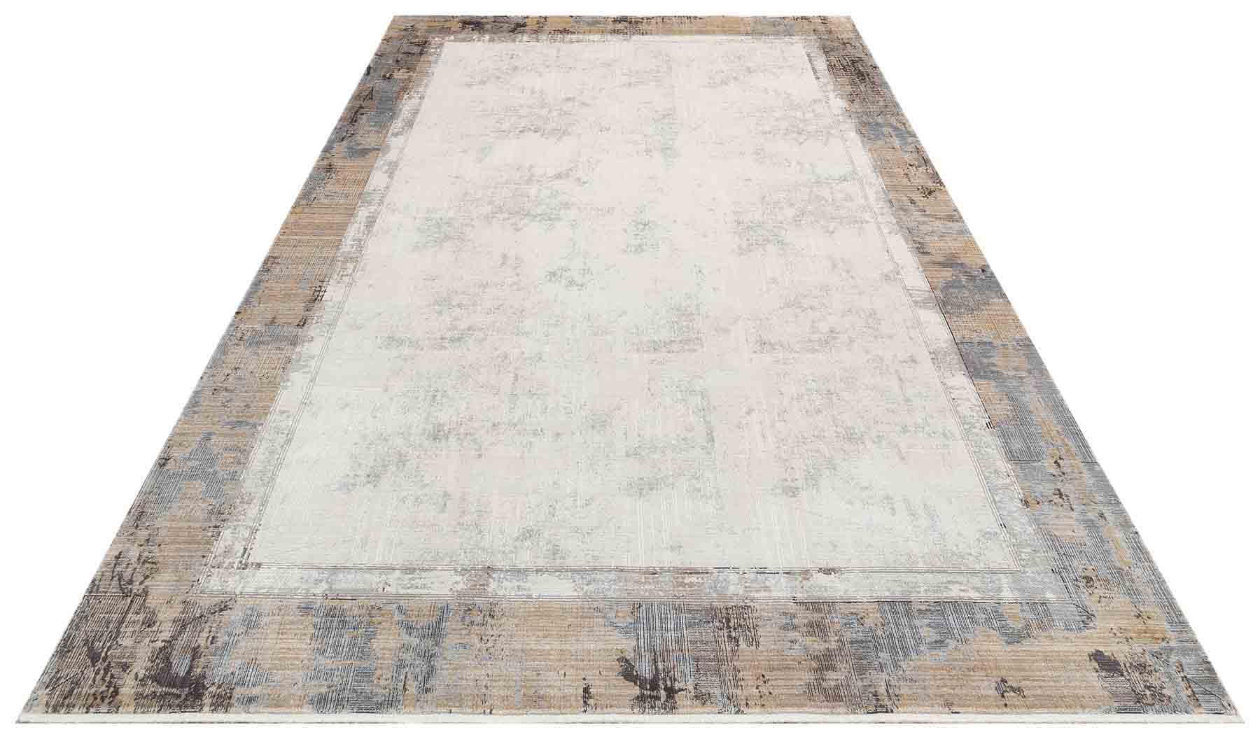 Modern Viscose Area Rug – Machine Made Carpet | Cream Colored Flatweave Rug