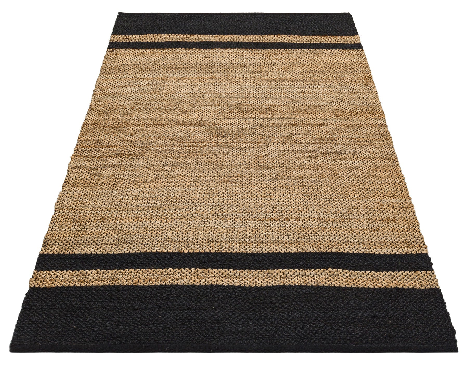 Handmade Jute Rug – Beige Striped Natural Fiber Carpet with Soft Texture