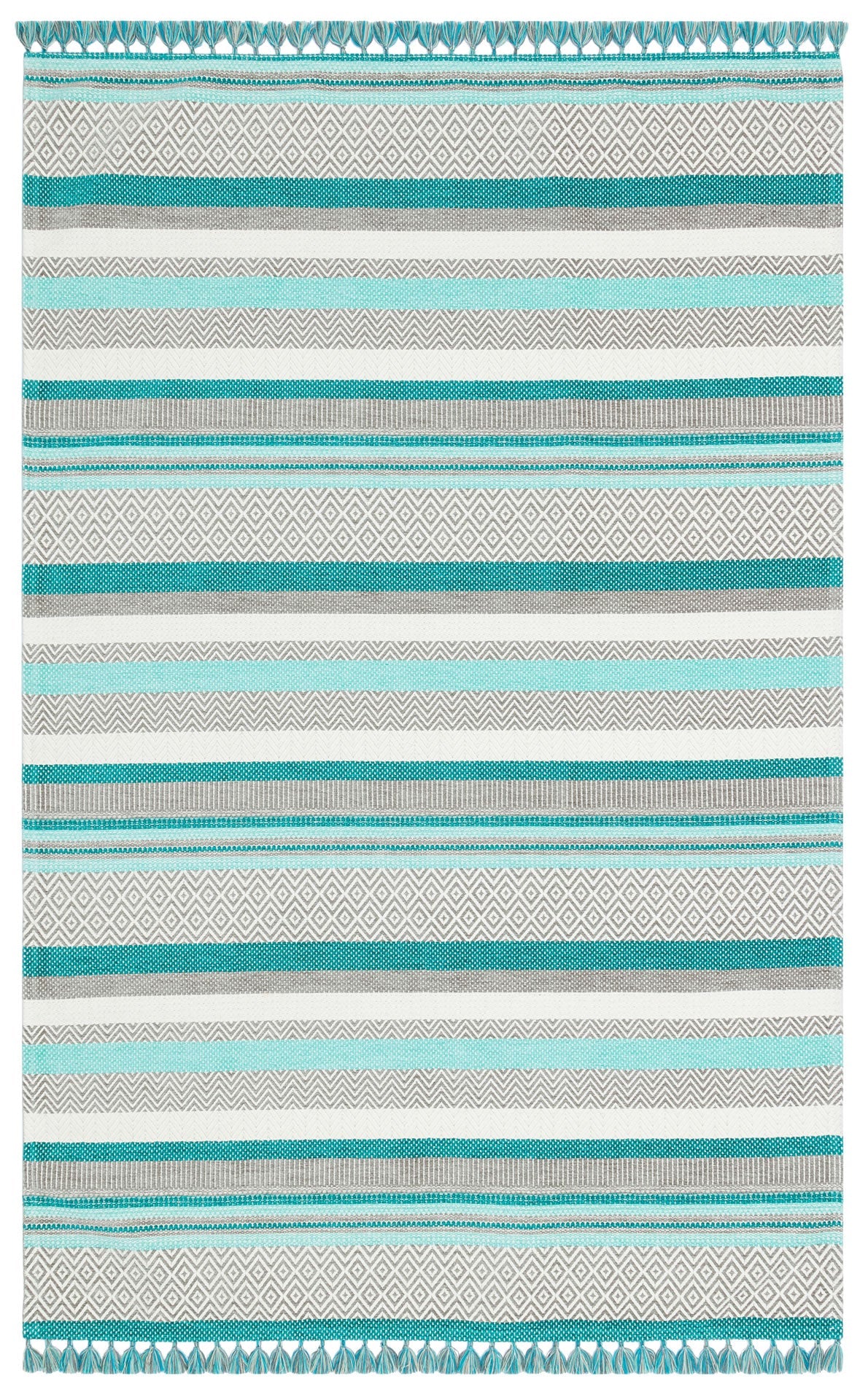 Blue Striped Cotton Kilim – Antibacterial Washable Non Slip Flatweave Rug