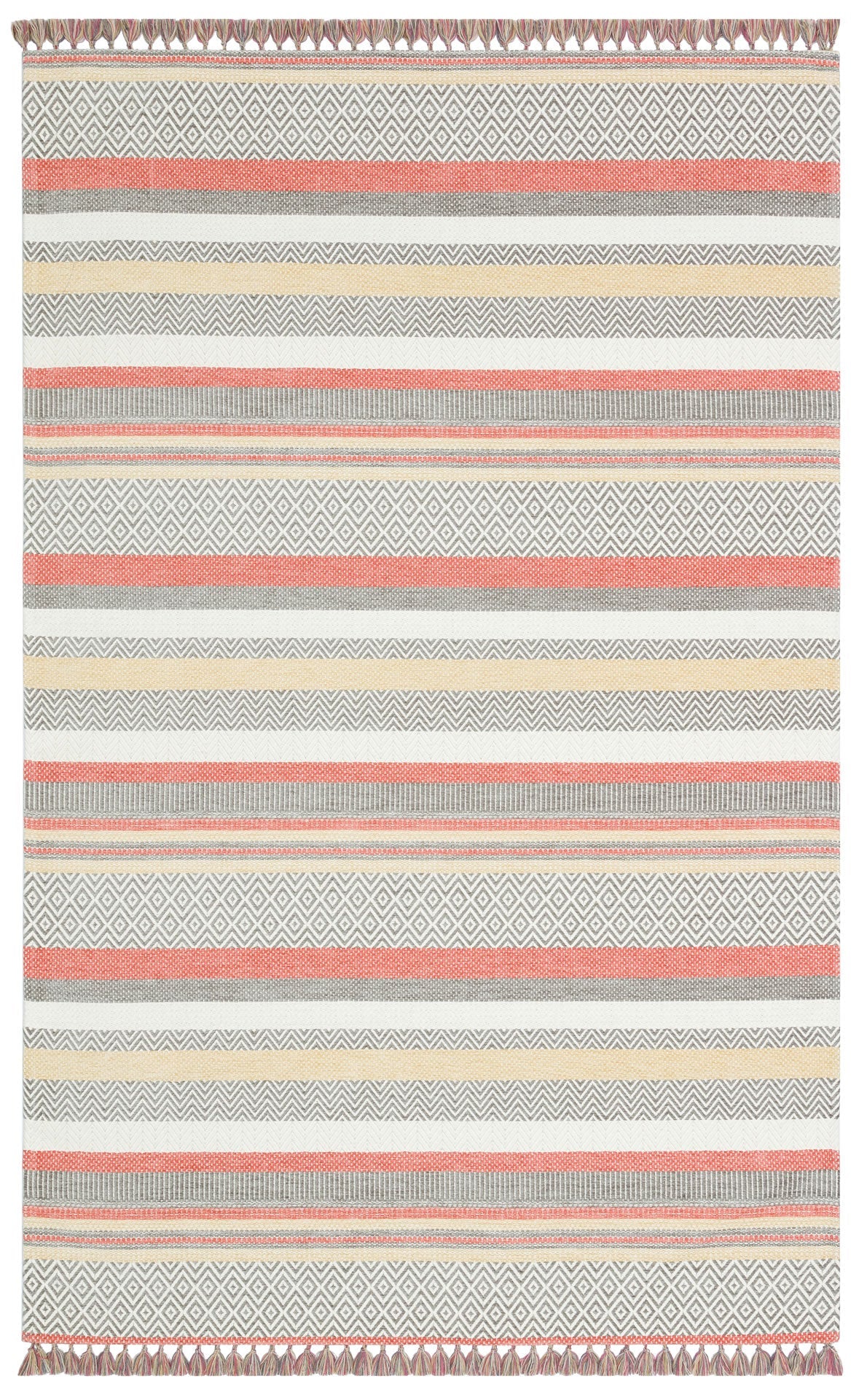 Grey Striped Cotton Kilim - Modern Woven Rug | Washable Non Slip Flatweave Carpet