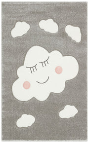 Kids Grey Rug – Soft Texture Washable Non Slip Figured Pattern Carpet