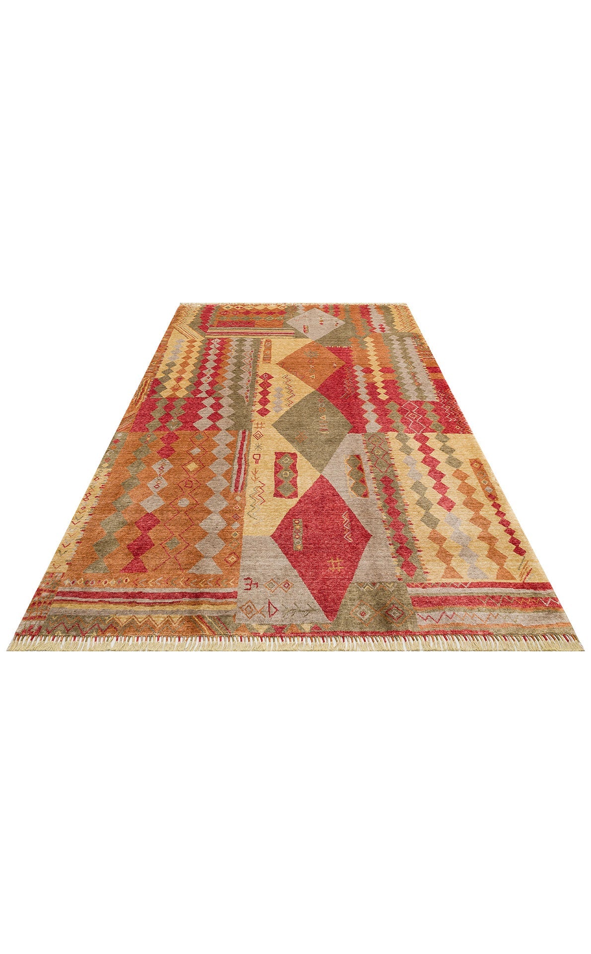 Handmade Viscose Rug - Modern Red Area Rug With Soft Texture & Authentic Pattern