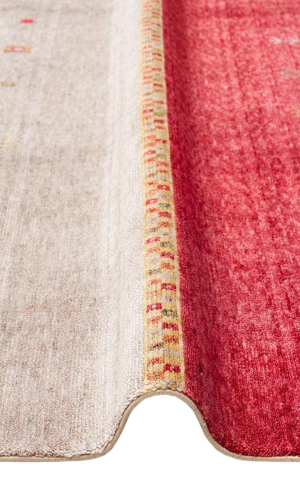 Handmade Viscose Rug - Red Striped Flatweave Carpet with Geometric Pattern