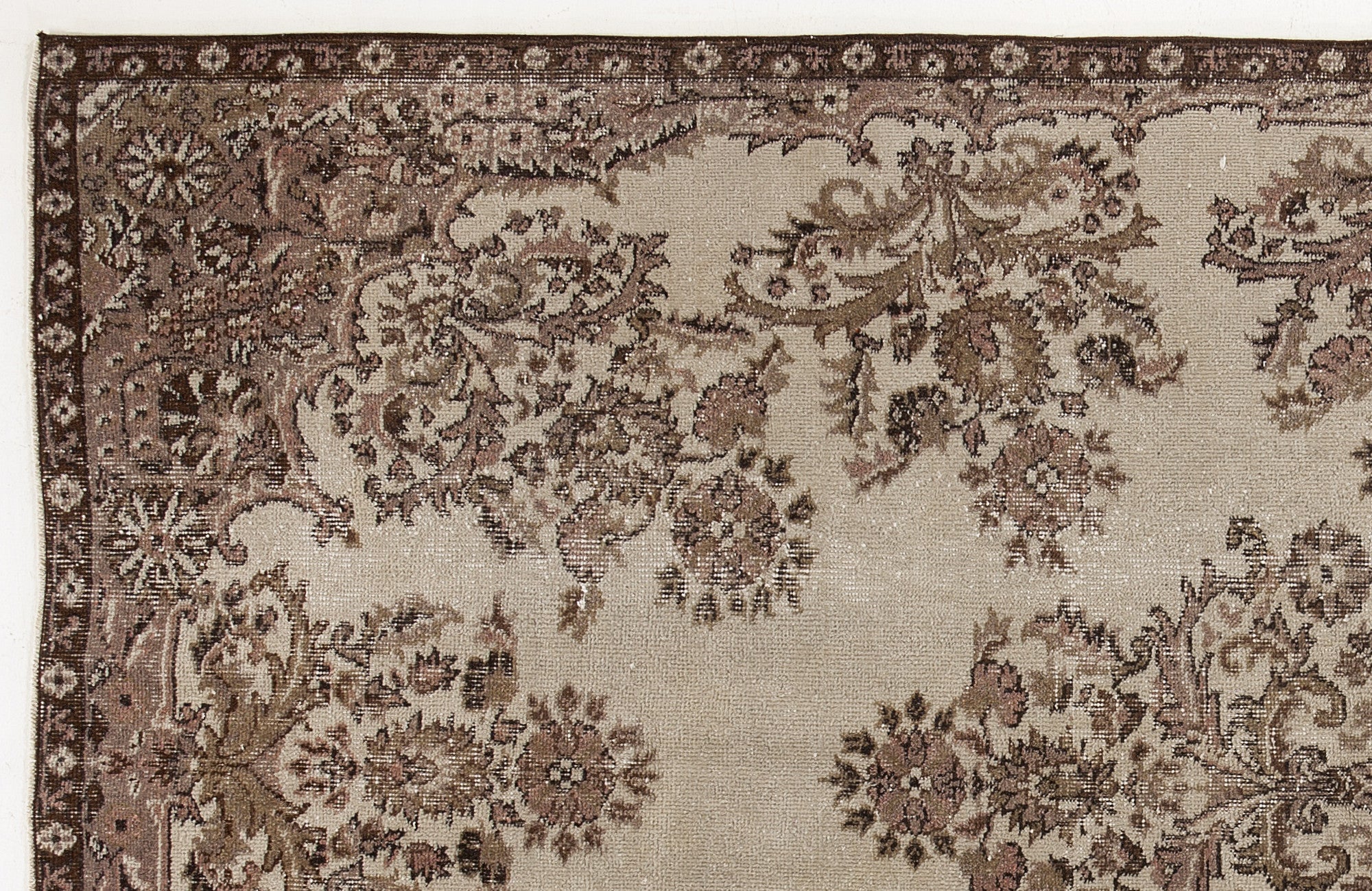 Atina Beige Vintage Wool Handmade Area Rug 5'4" x 9'0"