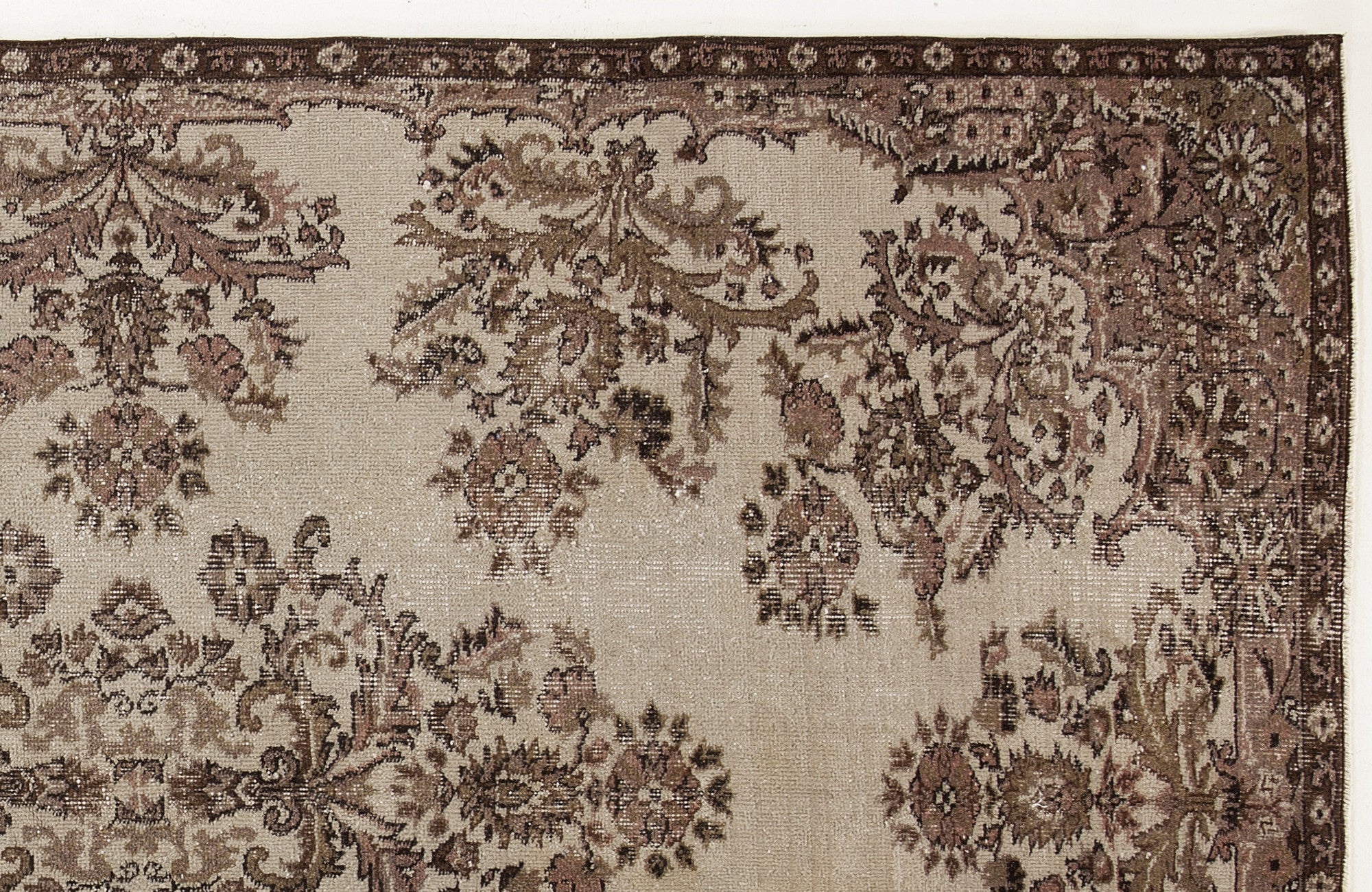 Atina Beige Vintage Wool Handmade Area Rug 5'4" x 9'0"