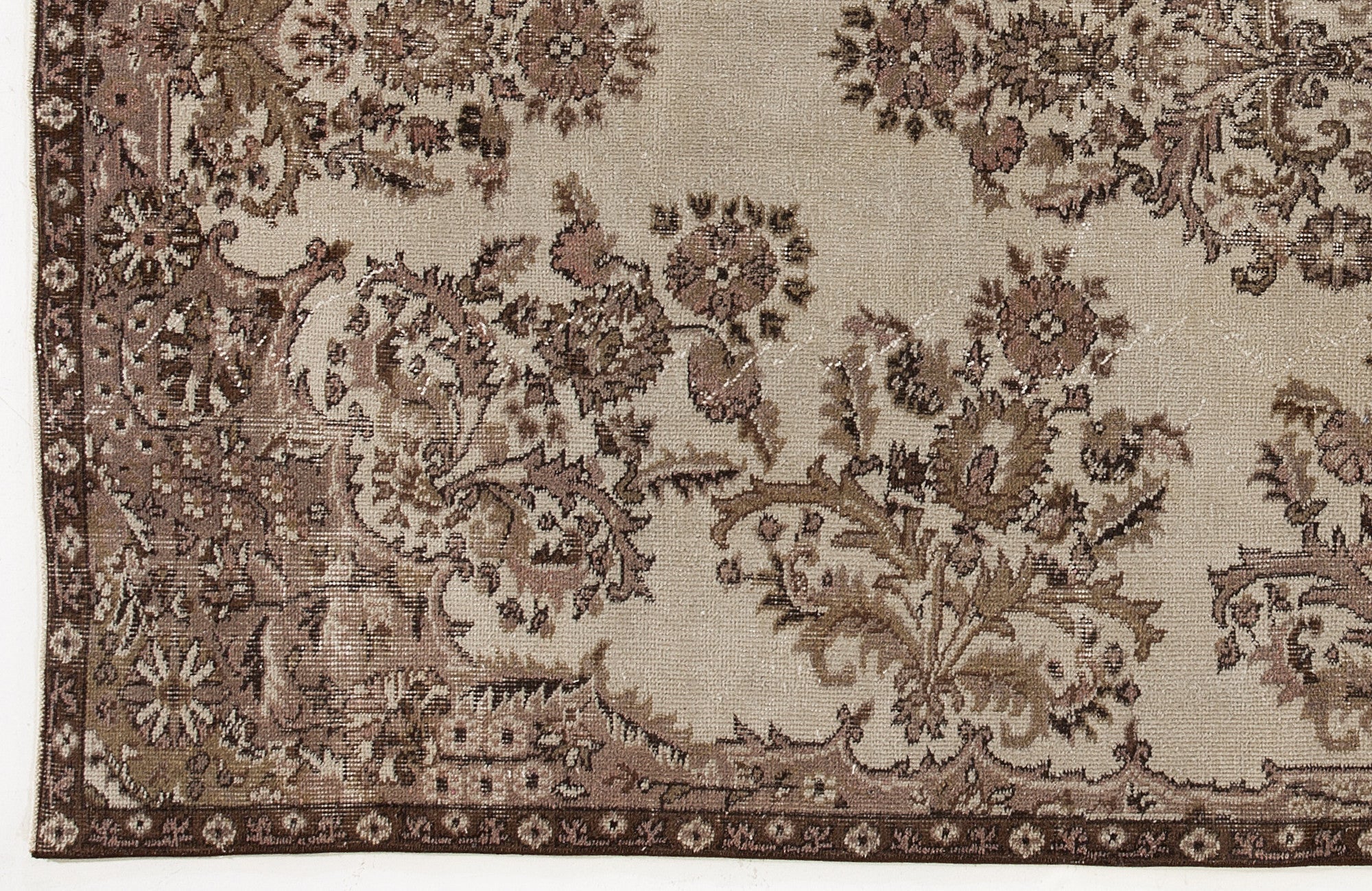 Atina Beige Vintage Wool Handmade Area Rug 5'4" x 9'0"