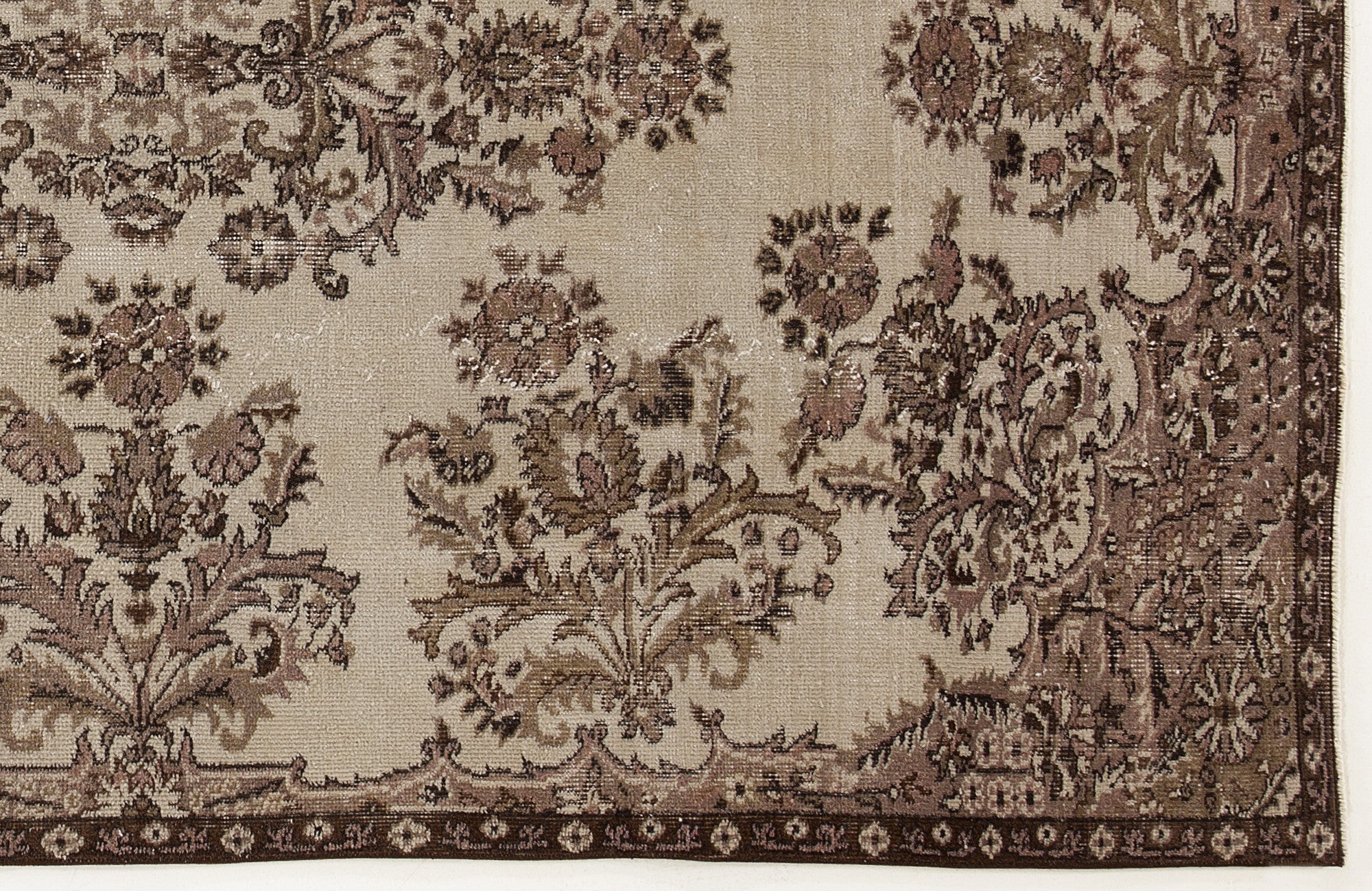 Atina Beige Vintage Wool Handmade Area Rug 5'4" x 9'0"